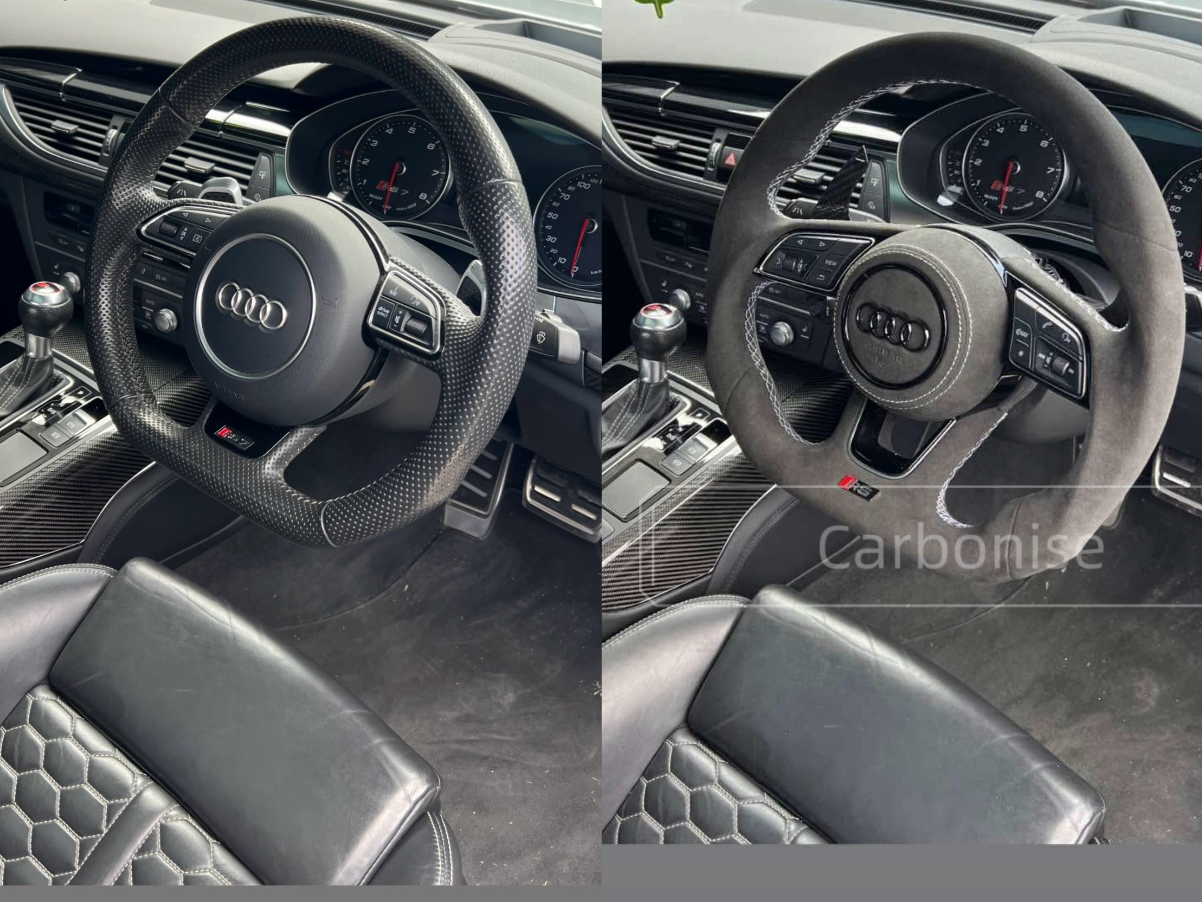 Audi alcantara steering wheel with paddle shifters and performance buttons
