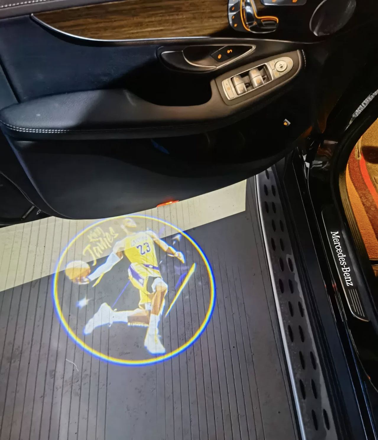 Custom car welcome light projector with logo design.