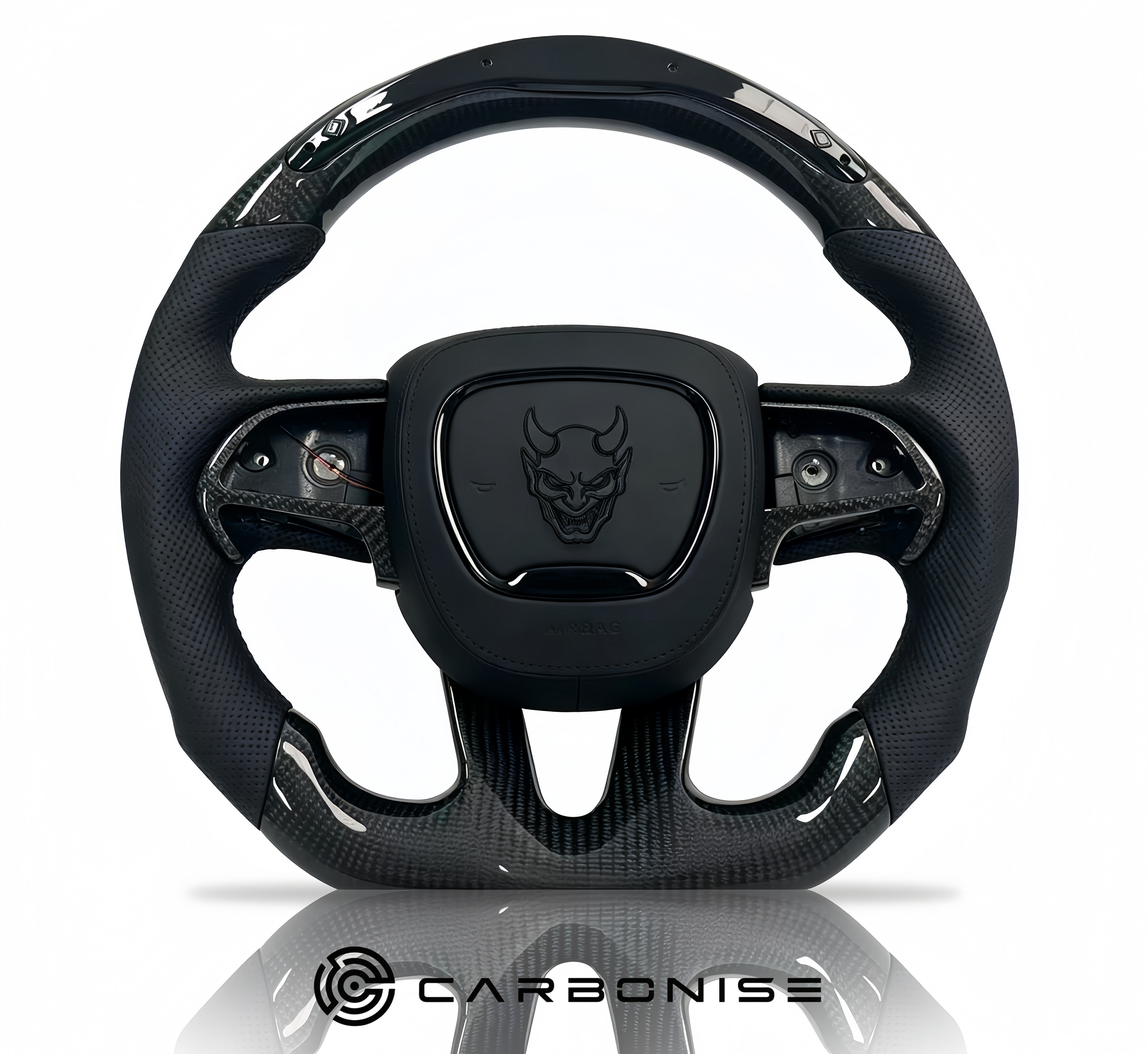 Dodge Steering Wheel(Carbon Fiber+Perforated Leather)#09