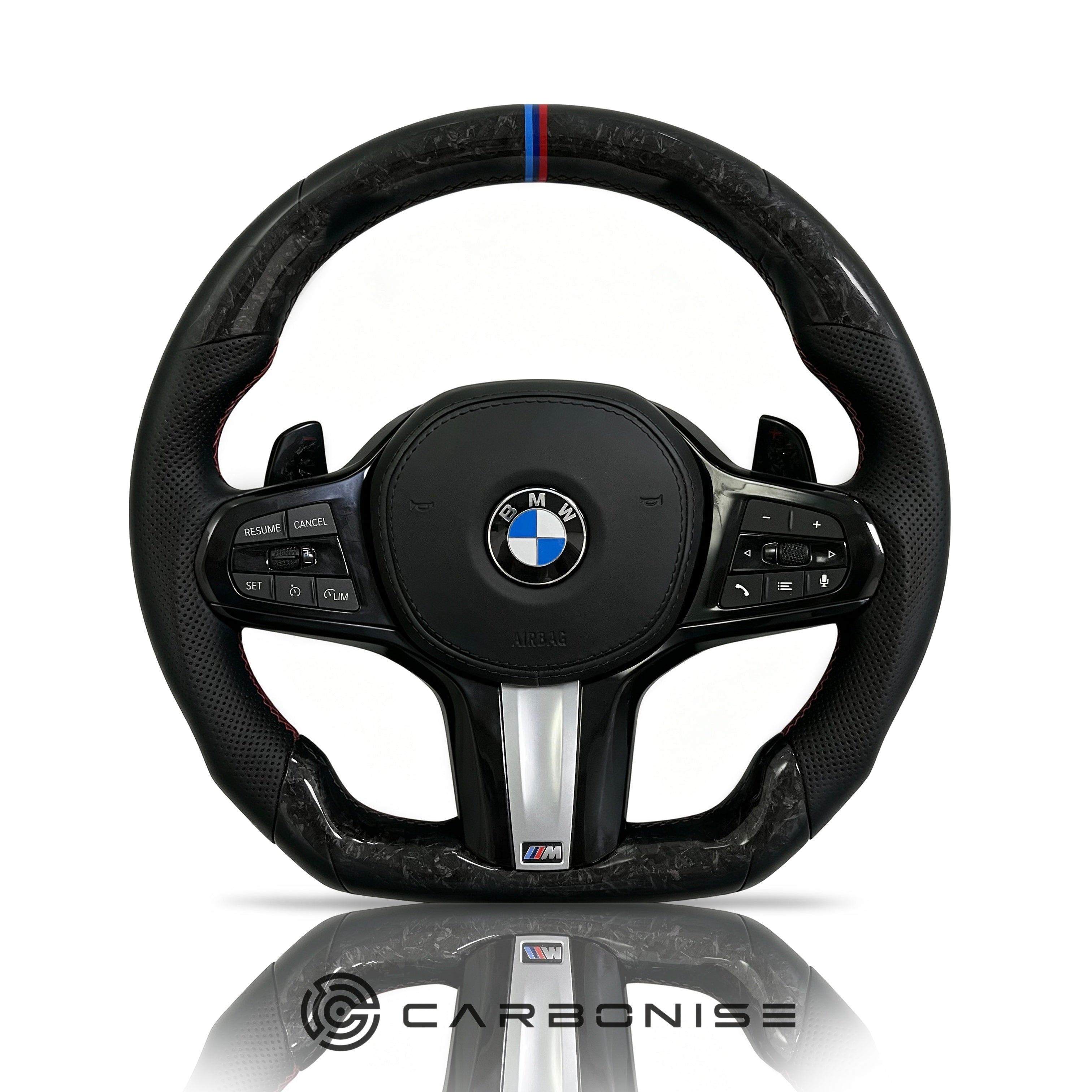 BMW Steering Wheel (Forged Carbon Fiber+Perforated Leather) #12