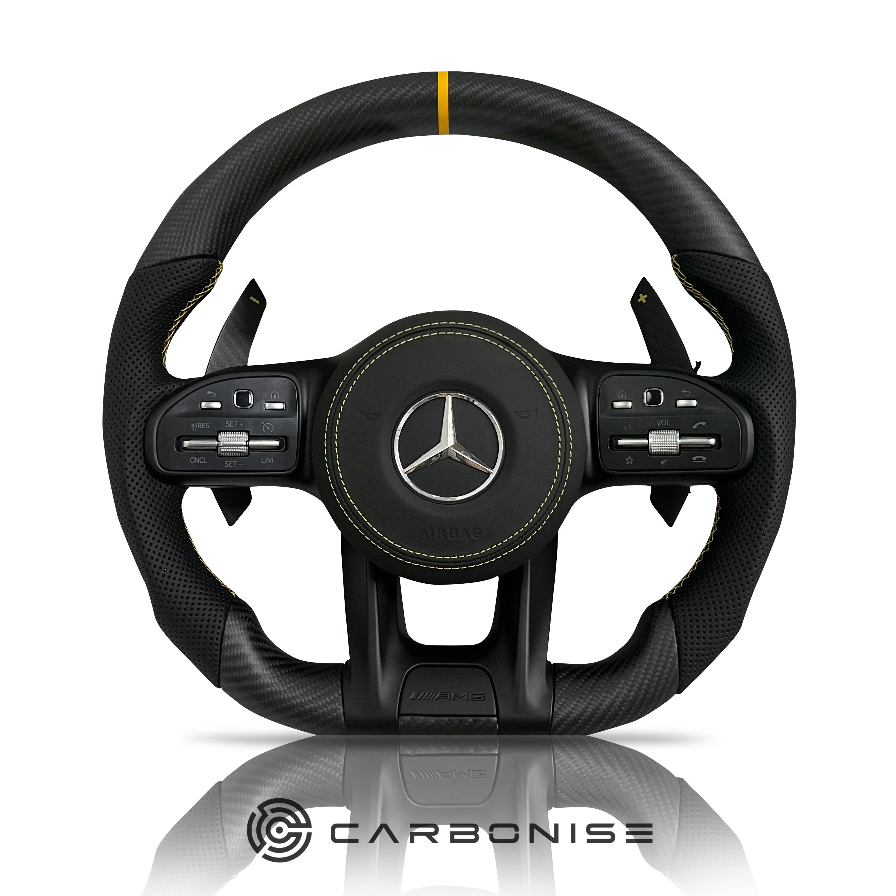 Mercedes-Benz Steering Wheel (Matte Carbon Fiber+Perforated Leather) #13
