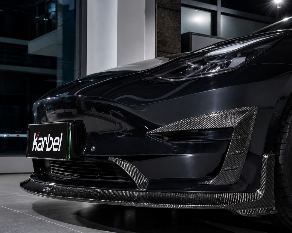Karbel-Dry Carbon Upper Valences for Tesla Model 3 / Performance Pre-preg Carbon Fiber