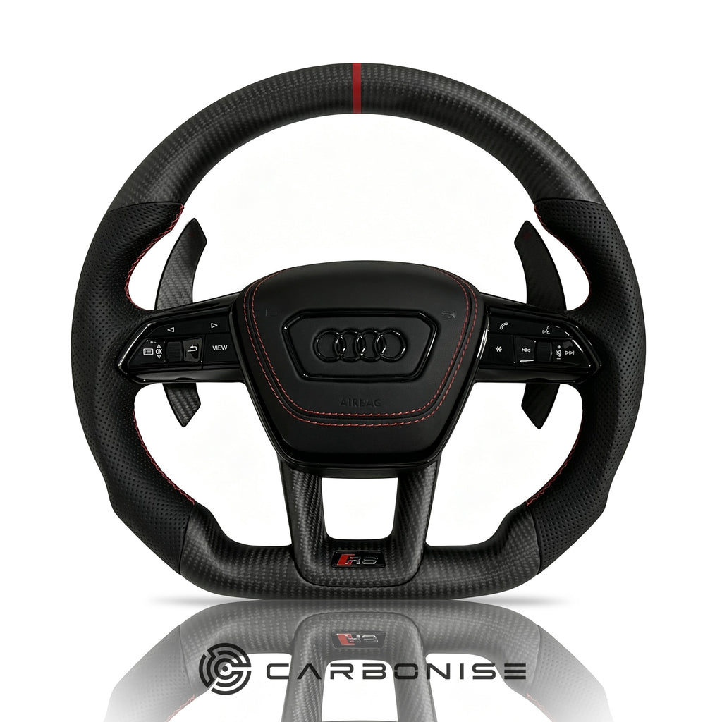 Audi Steering Wheel (Matte Carbon Fiber +Perforated Leather) #20