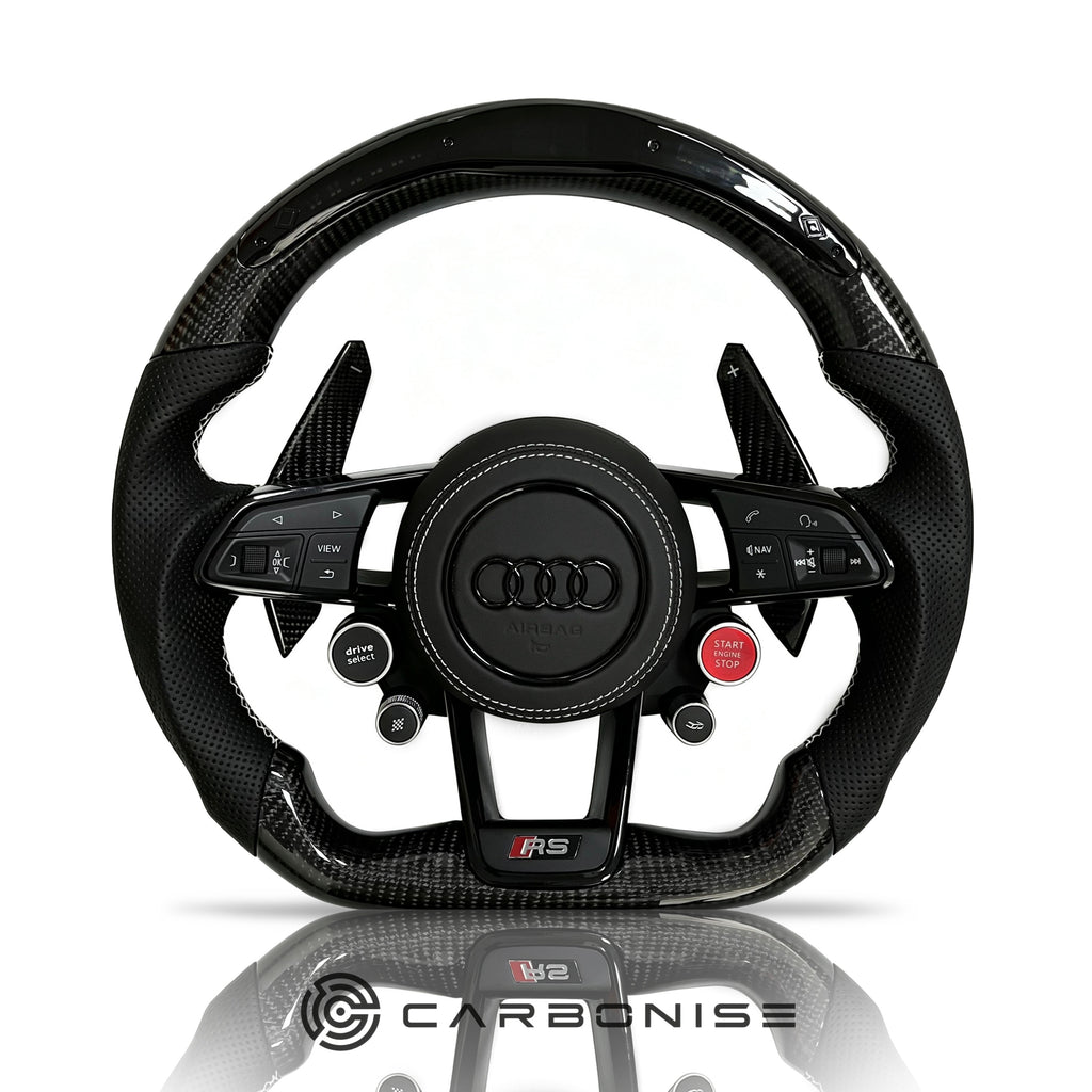 Audi Steering Wheel (Carbon Fiber+Perforated Leather) R8 Style #09