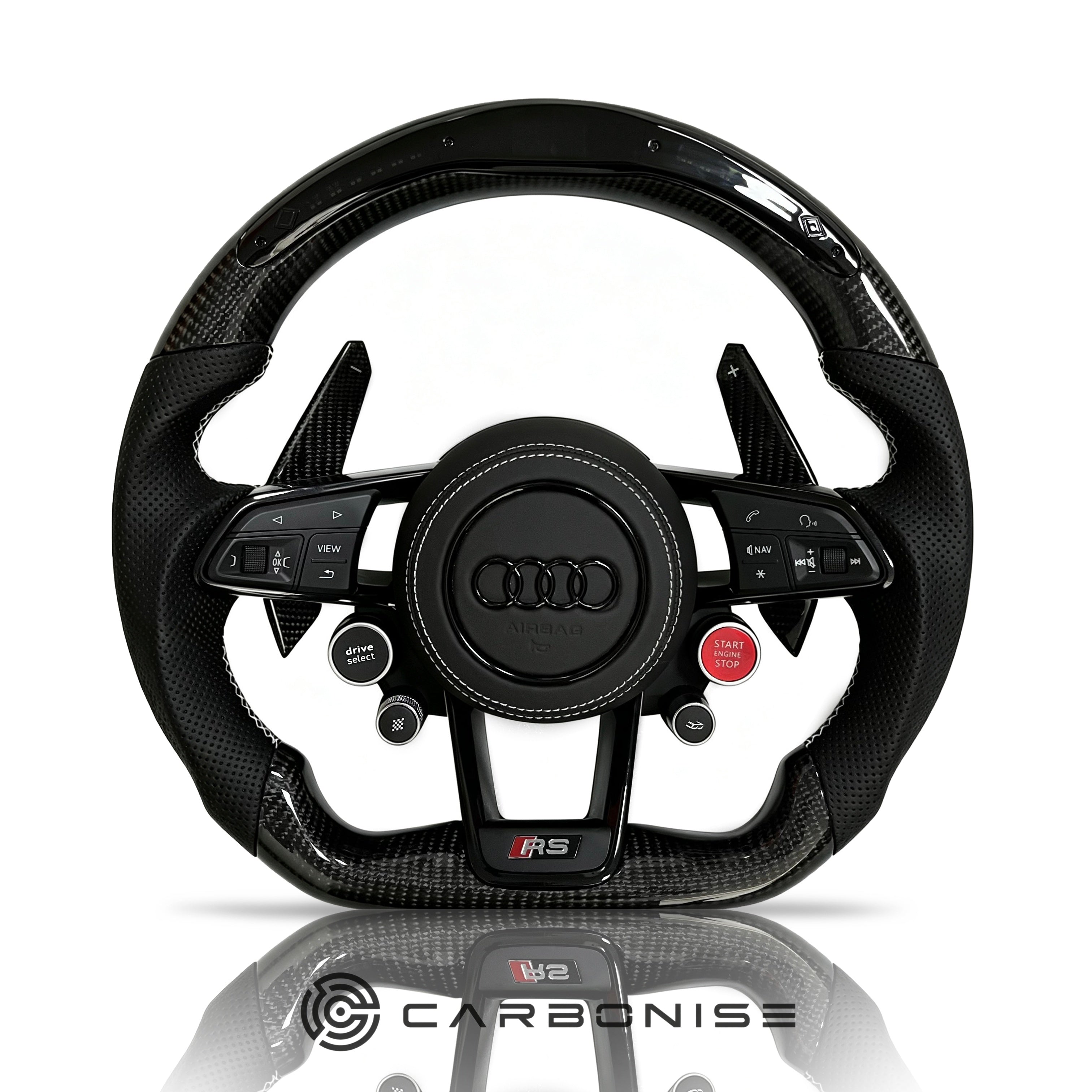 Audi Steering Wheel (Carbon Fiber+Perforated Leather) R8 Style #09
