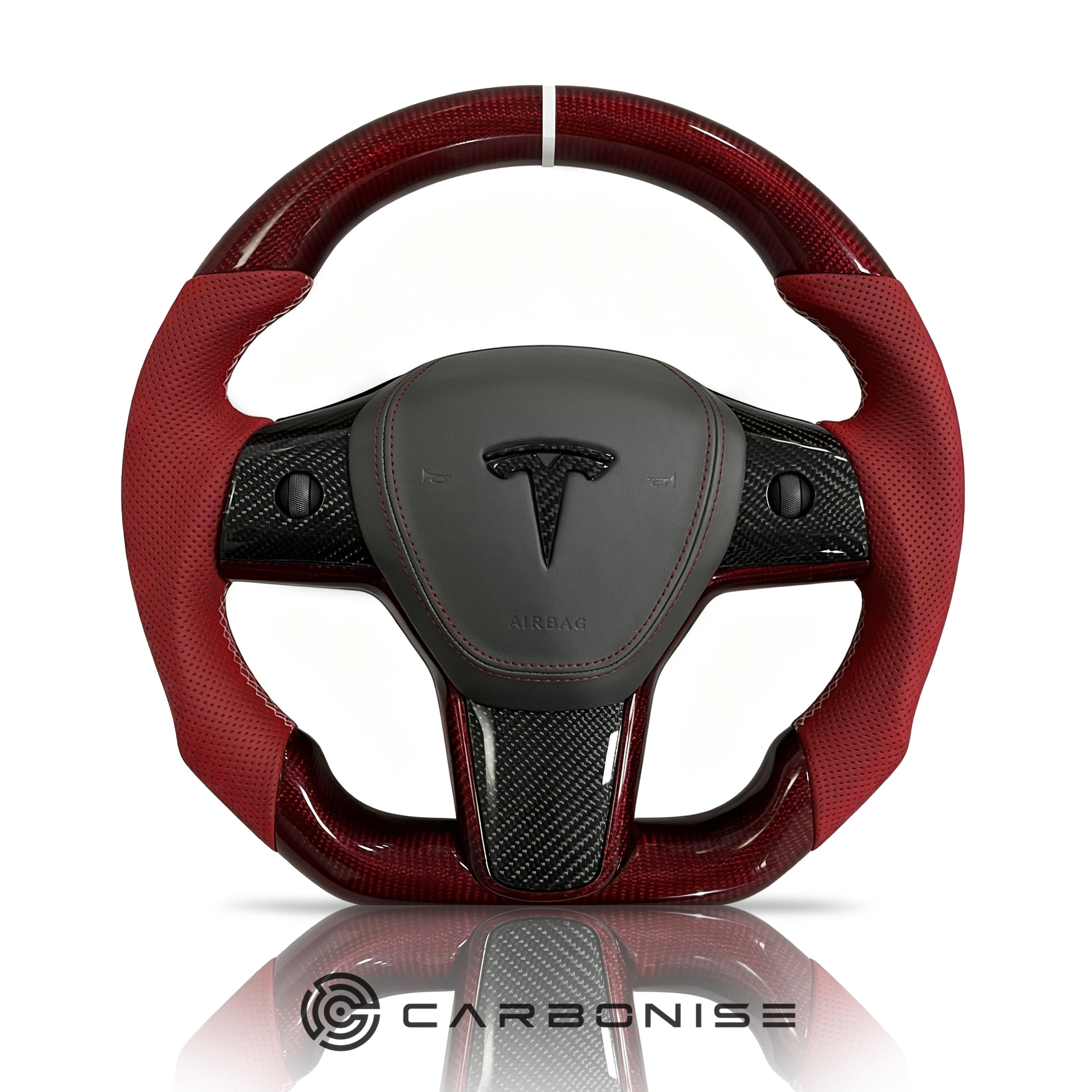 Tesla Steering Wheel(Carbon Fiber+Perforated Leather) #01