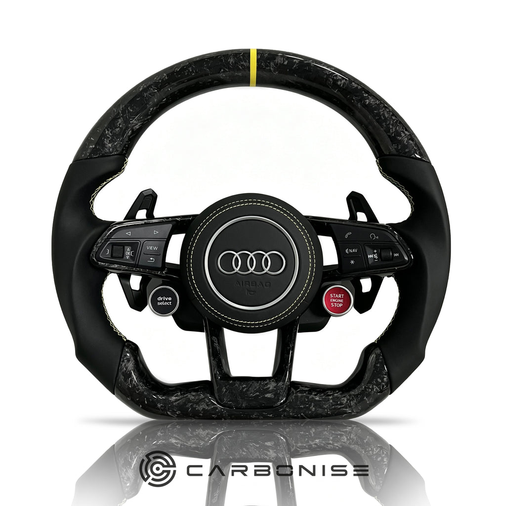 Audi Steering Wheel (Forged Carbon+ Smooth Leather) R8 Style #11