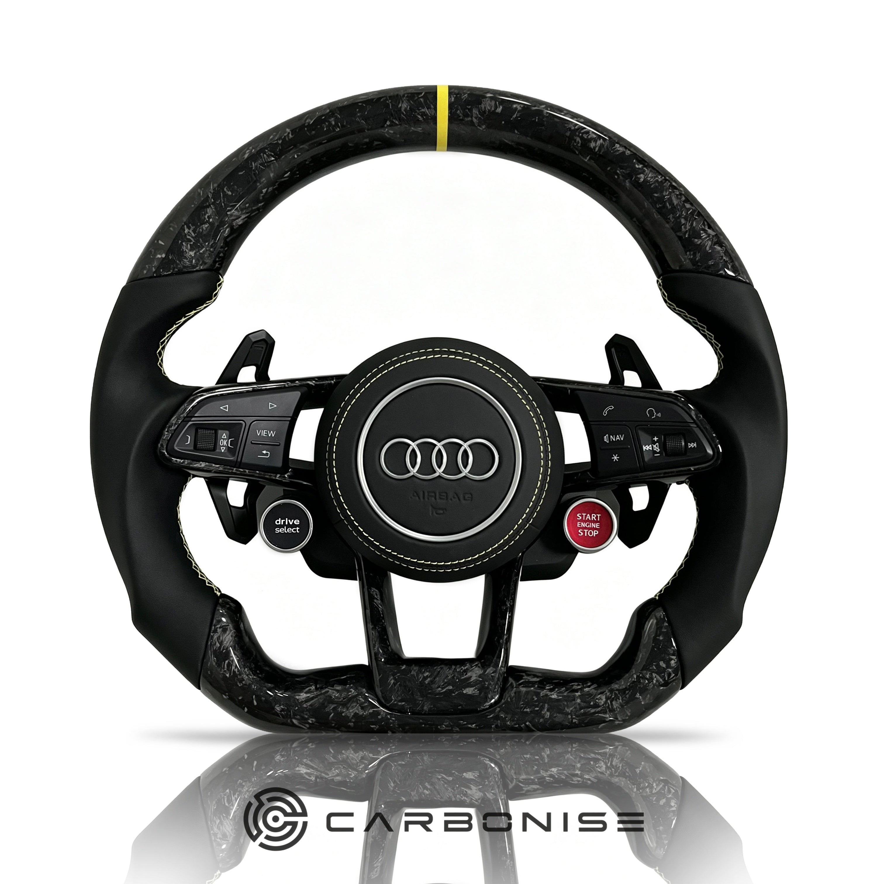 Audi Steering Wheel (Forged Carbon+ Smooth Leather) R8 Style #11
