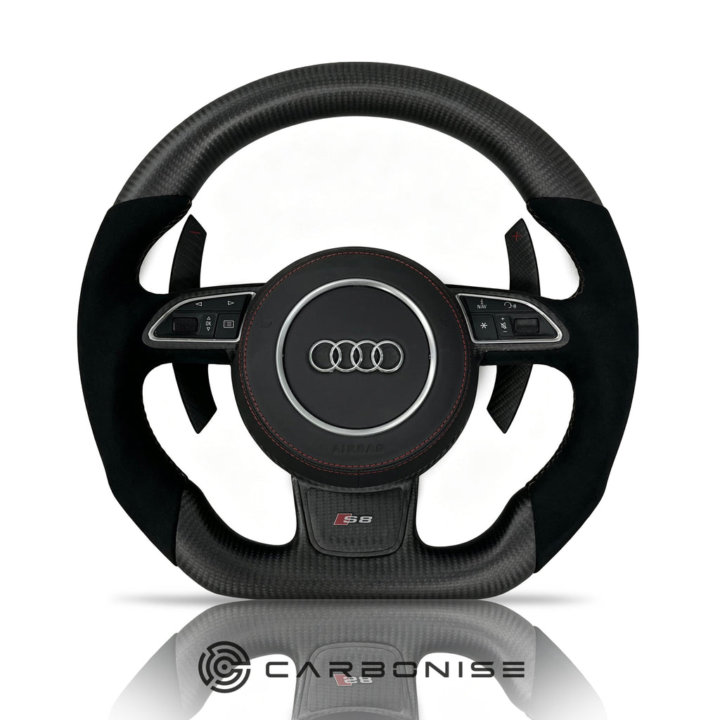 Audi Steering Wheel (Matte Carbon Fiber+Alcantara) #02