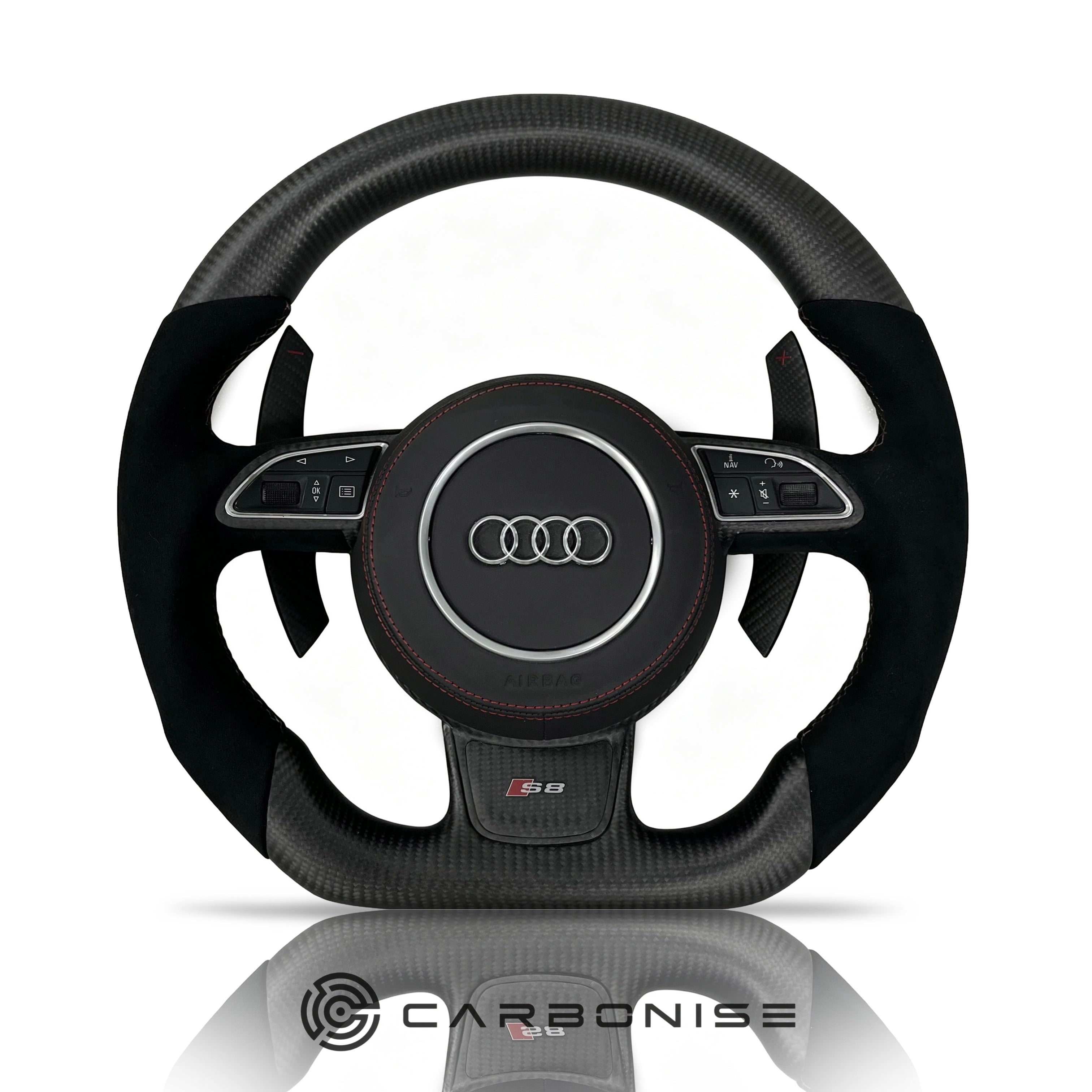 Audi Steering Wheel (Matte Carbon Fiber+Alcantara) #02