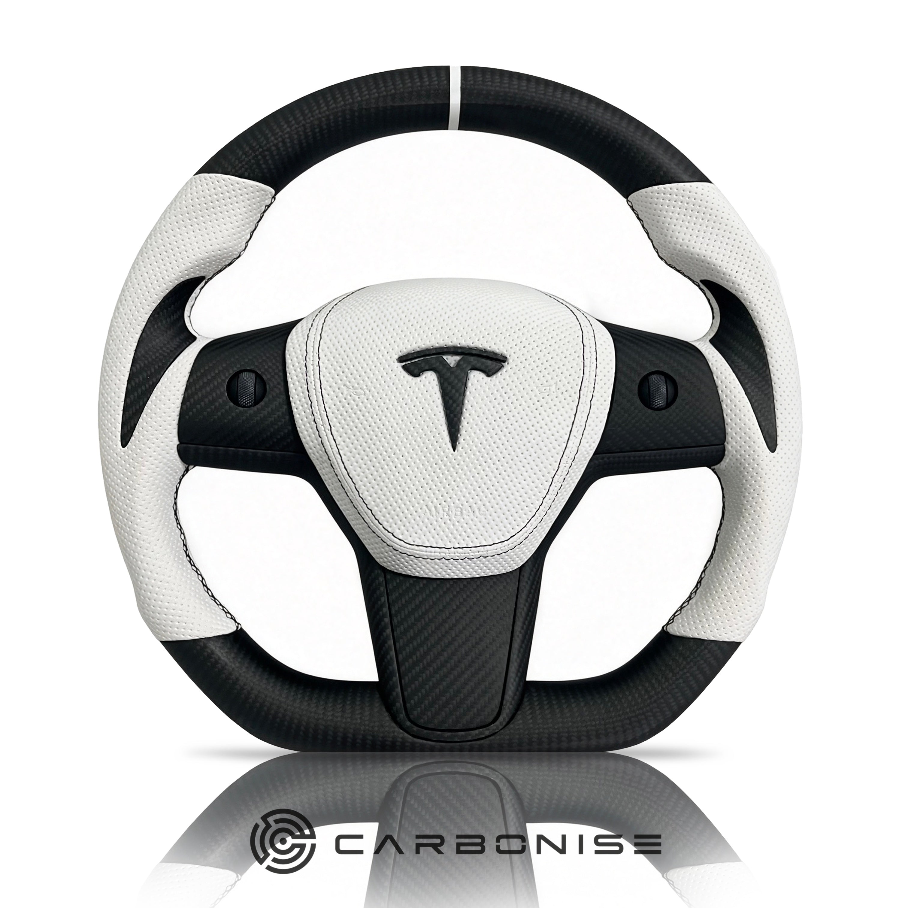 Tesla Steering Wheel (Carbon Fiber+Perforated Leather) #04