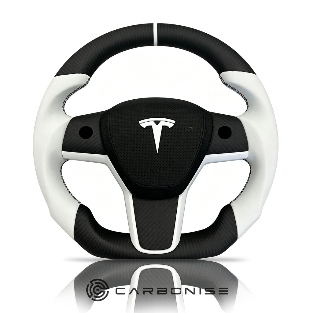 Tesla Steering Wheel (Matte Carbon Fiber+Smooth Leather)#05