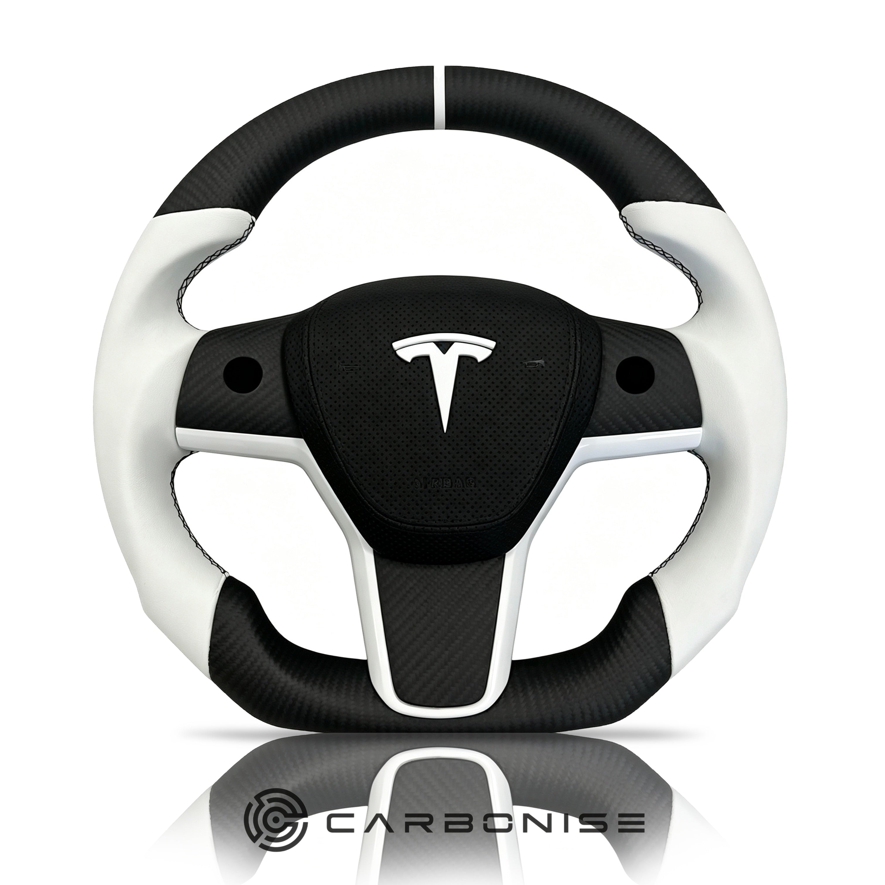 Tesla Steering Wheel (Matte Carbon Fiber+Smooth Leather)#05