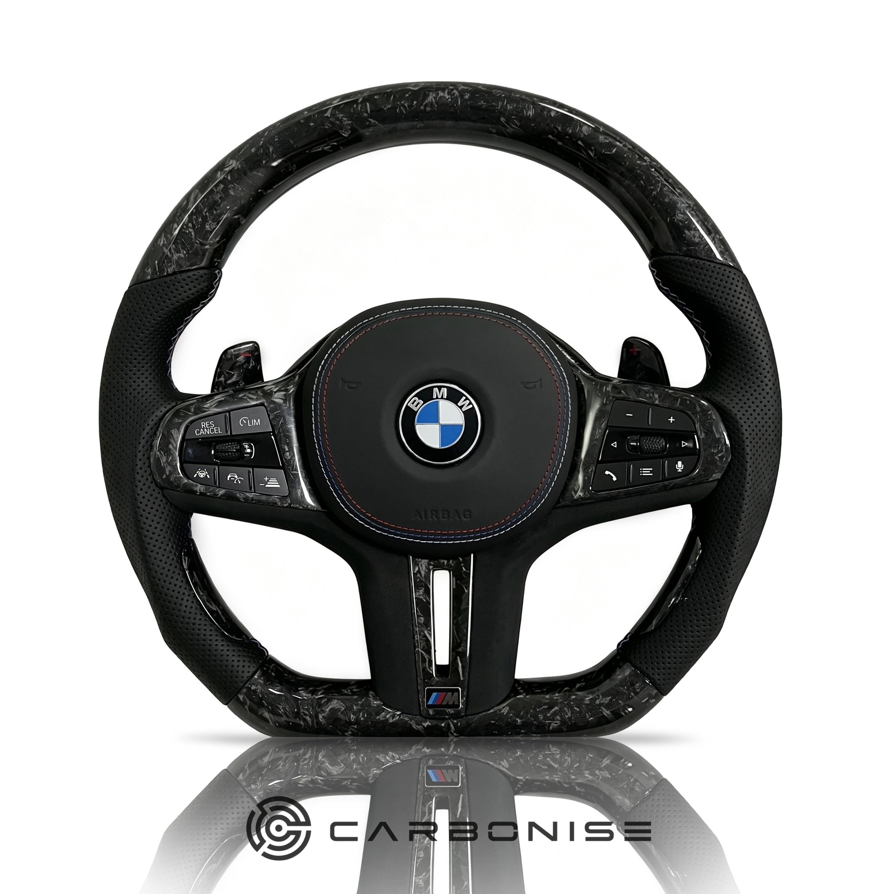 BMW Steering Wheel (Forged Carbon Fiber+Perforated Leather) #27