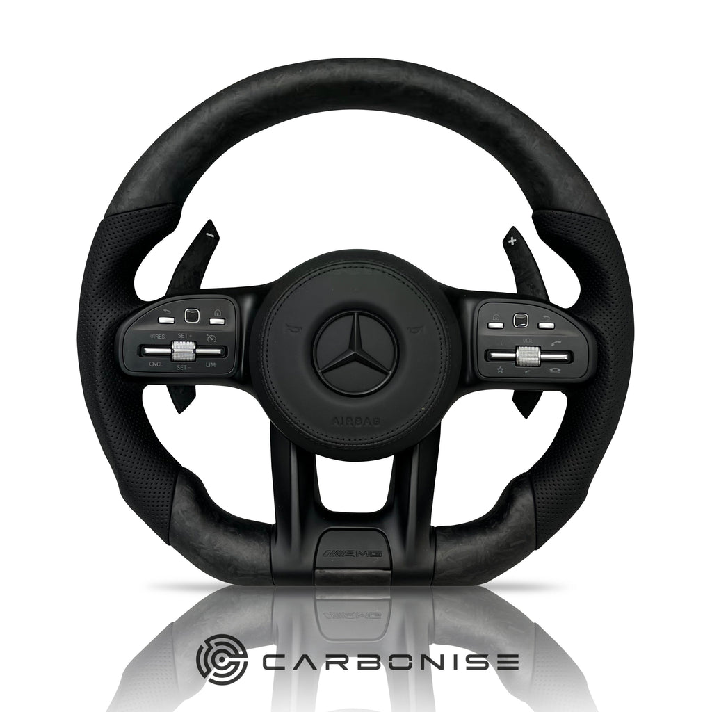 Mercedes-Benz Steering Wheel ( Forged Matte Carbon Fiber+Perforated Leather) #02