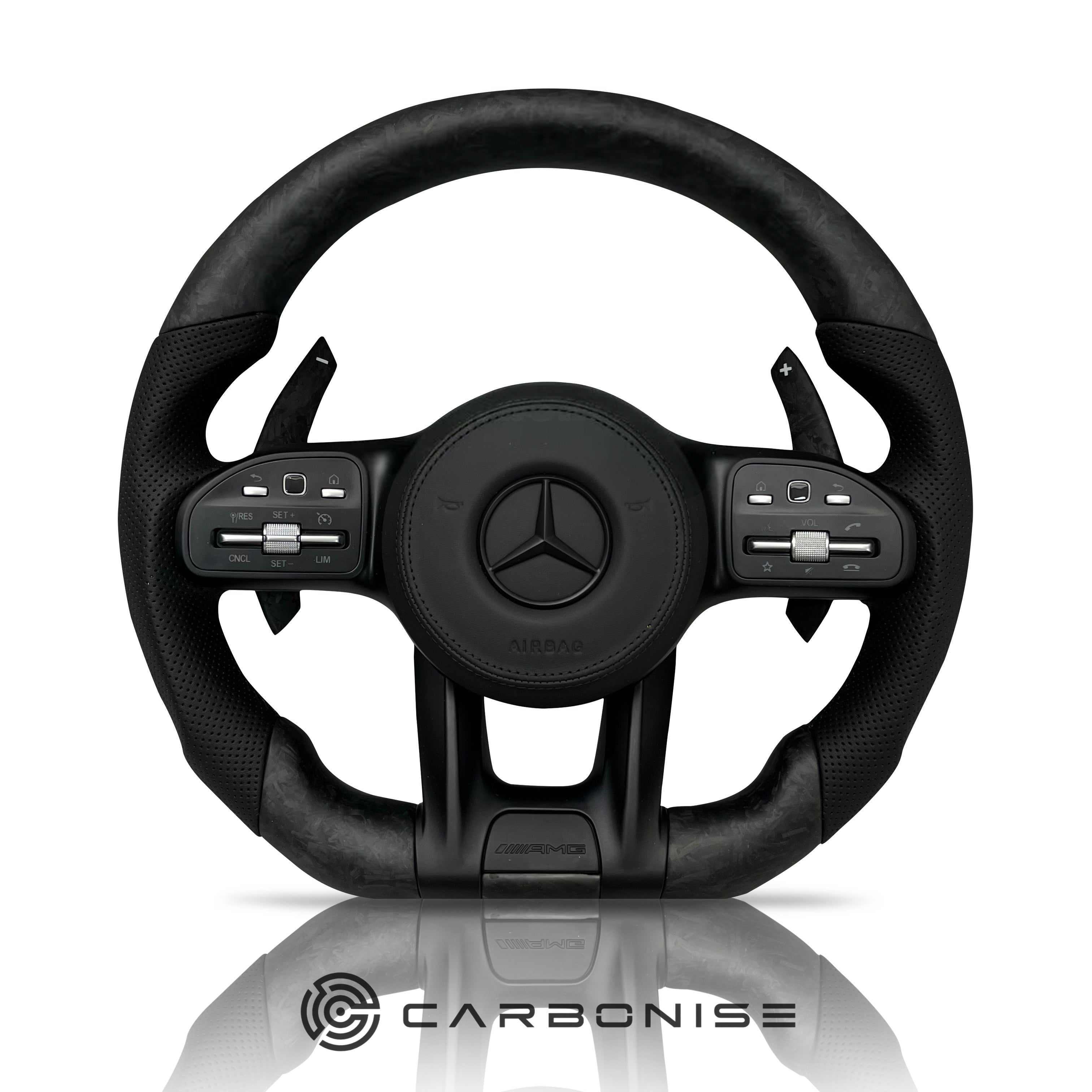 Mercedes-Benz Steering Wheel ( Forged Matte Carbon Fiber+Perforated Leather) #02