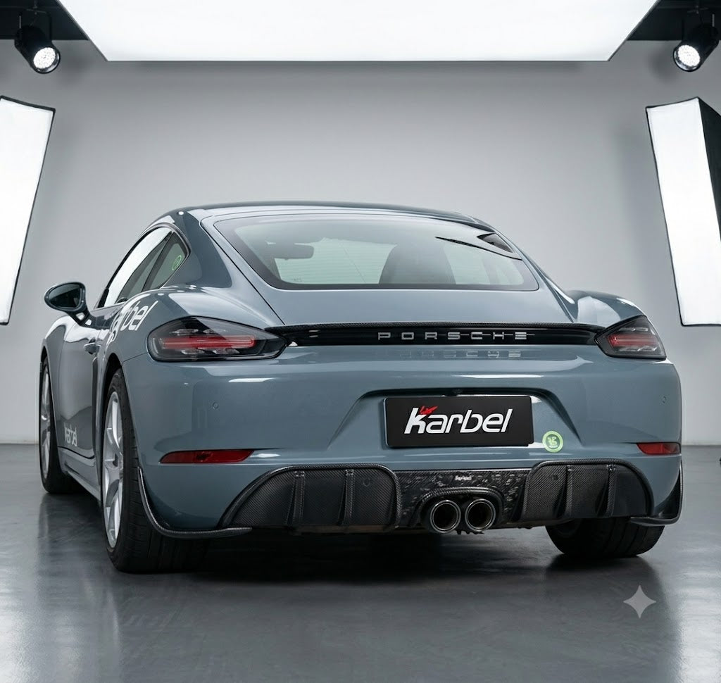 Karbel-Dry Carbon Rear Diffuser & Canards for Porsche 718 Cayman / Boxster / GTS 2017-2025 Carbon Fiber