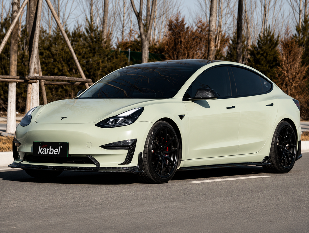 Karbel-Dry Carbon Front Lip Splitter for Tesla Model 3 / Performance Pre-preg Carbon Fiber