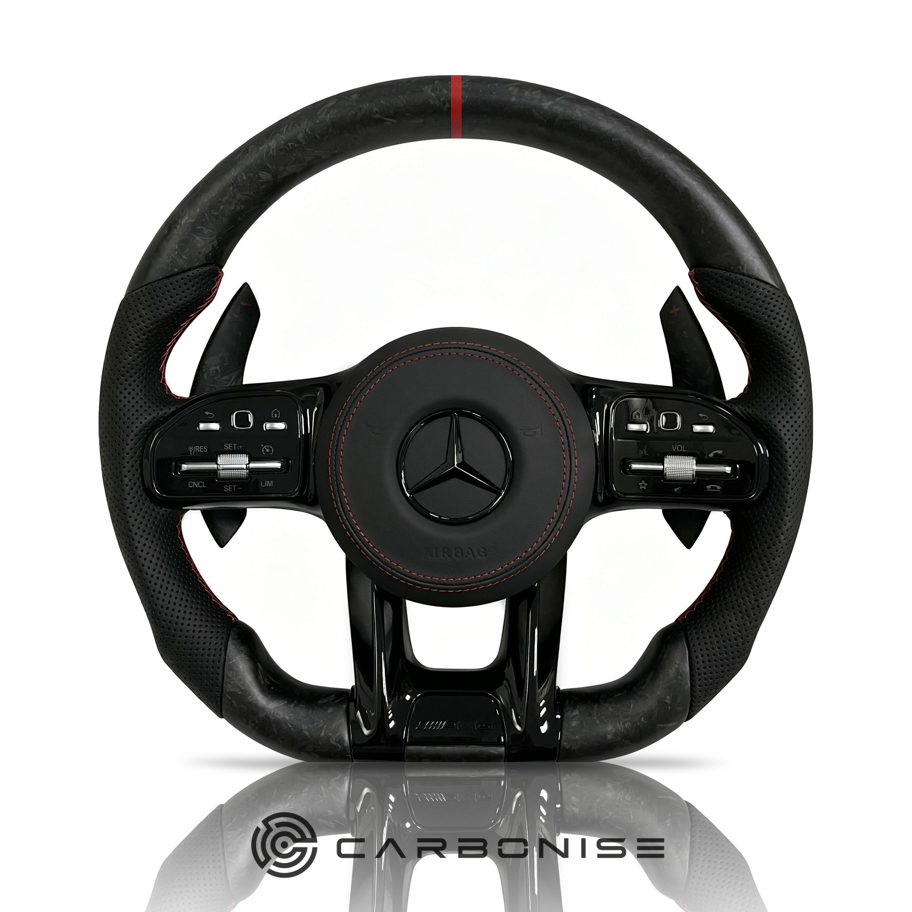 Mercedes-Benz Steering Wheel (Matte Forged Carbon Fiber+Perforated Leather) #53