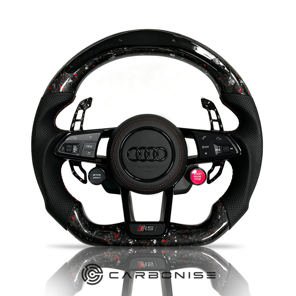 Audi Steering Wheel (Forged Carbon Fiber+Perforated Leather) R8 Style #13