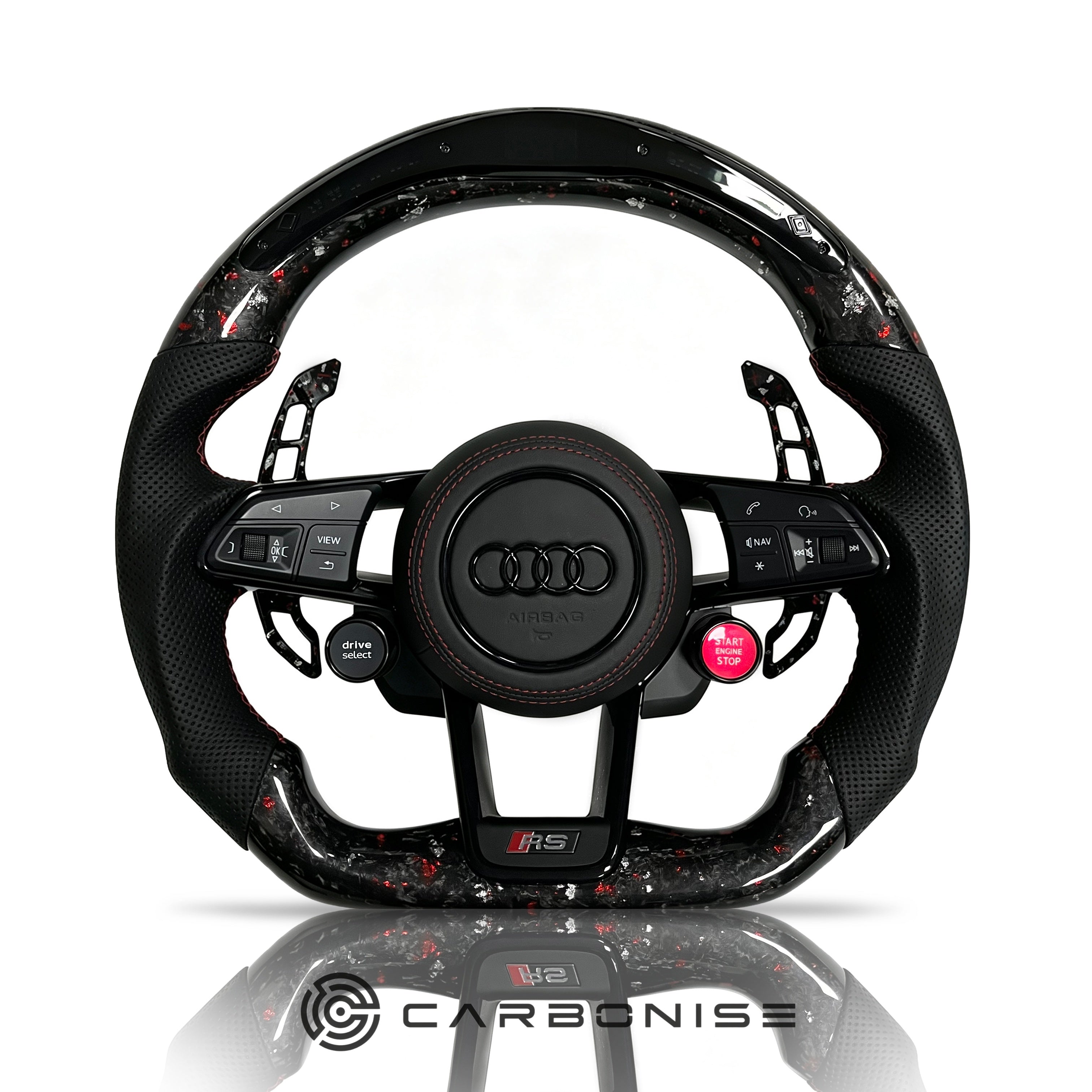 Audi Steering Wheel (Forged Carbon Fiber+Perforated Leather) R8 Style #13