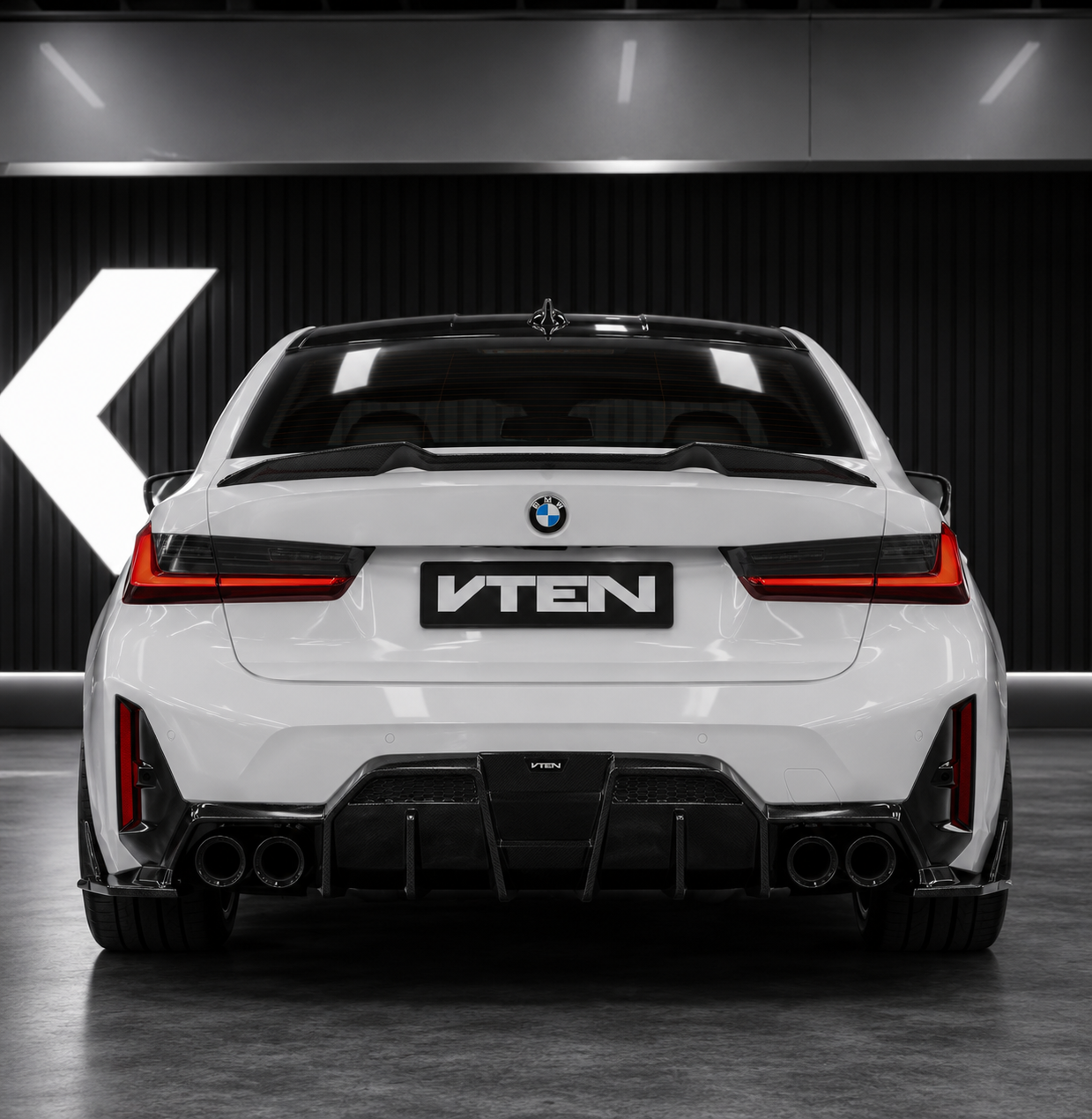 VTEN-BMW 3 SERIES G20 LCI 2023+ GLOSS BLACK REAR DIFFUSER V2