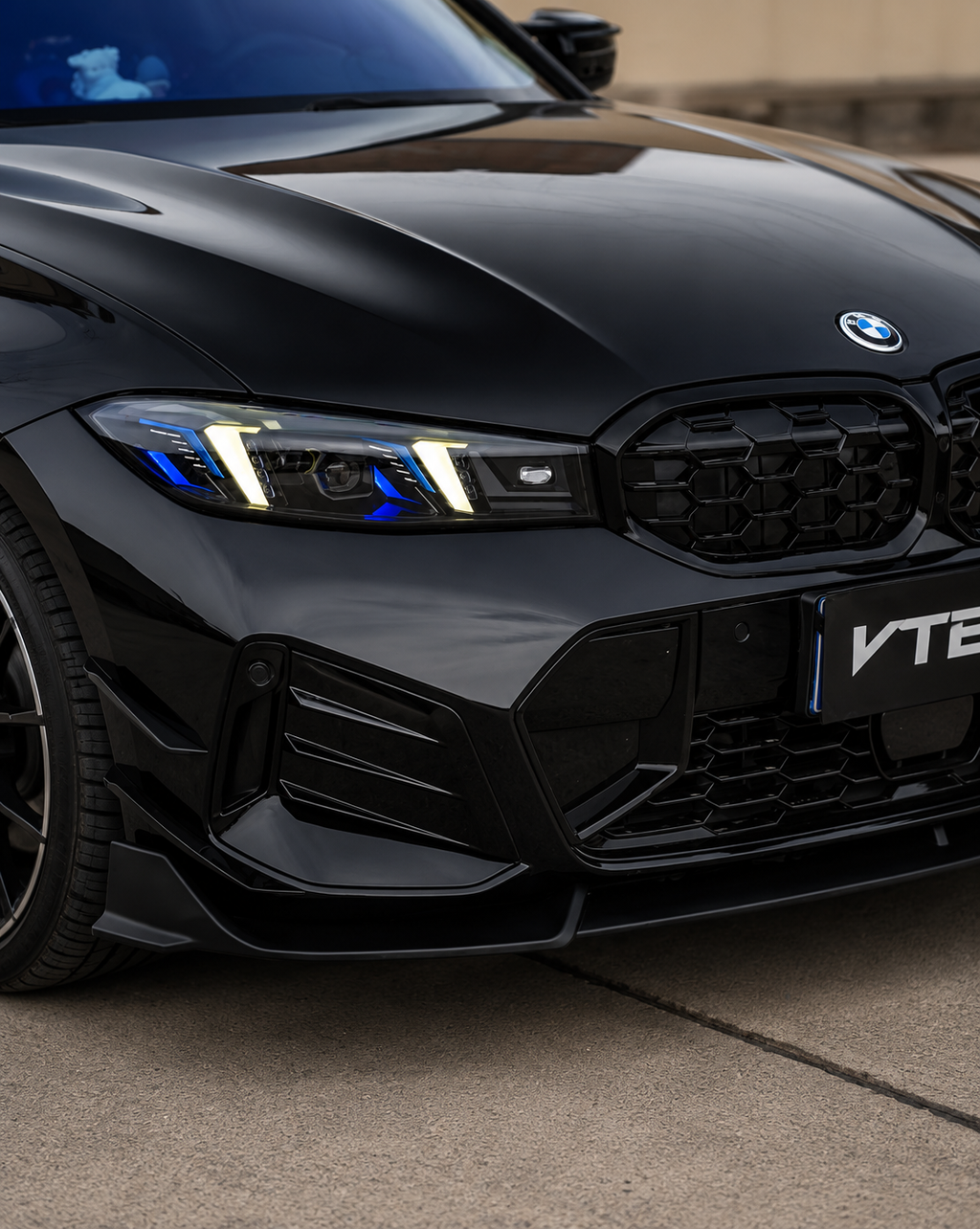 VTEN-BMW 3 SERIES G20 LCI 2023+ GLOSS BLACK FRONT LIP V2