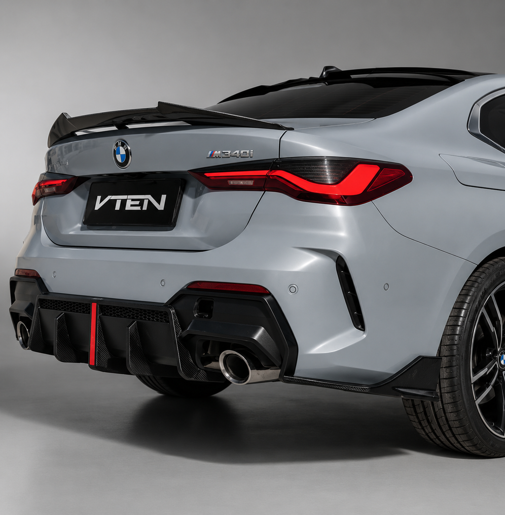 VTEN-BMW 4 SERIES G22 PP/ABS GLOSS BLACK LED REAR DIFFUSER