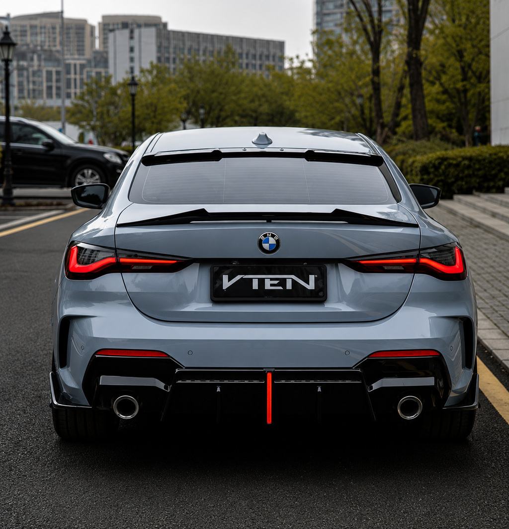 VTEN-BMW 4 SERIES G22 PP/ABS GLOSS BLACK LED REAR DIFFUSER