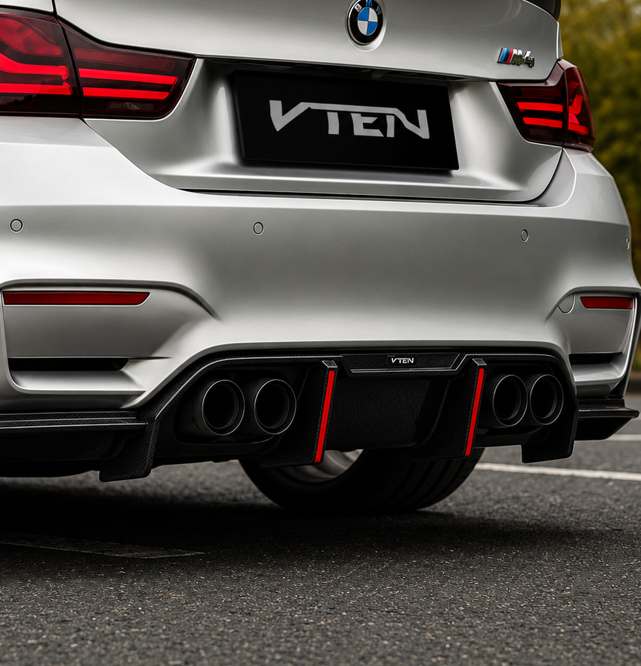 VTEN-BMW M4 F82 PP GLOSS BLACK REAR LED DIFFUSER
