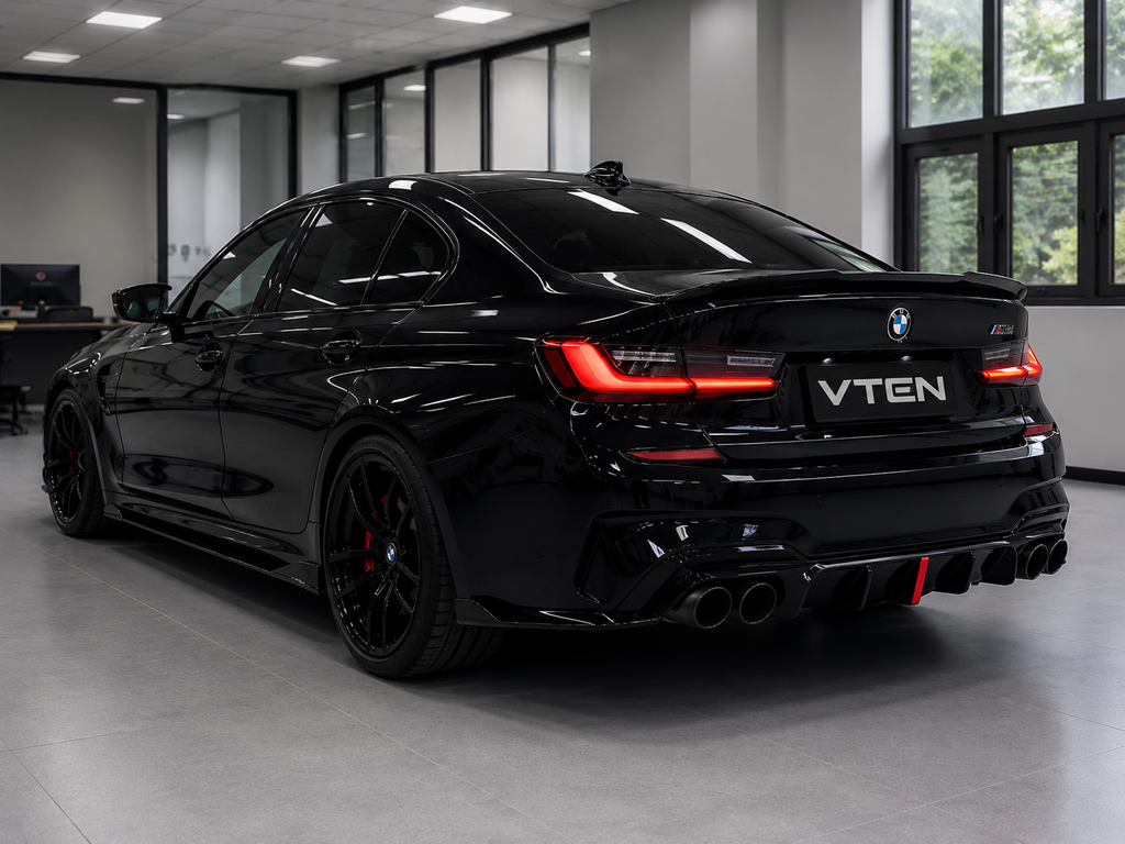 VTEN-BMW 3 SERIES G20 PRE-LCI GLOSS BLACK LED REAR DIFFUSER