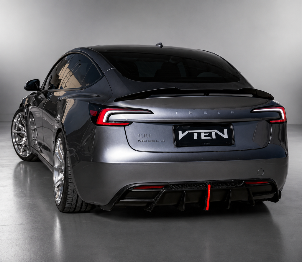 VTEN-TESLA MODEL 3 HIGHLAND 2023+ PP GLOSS BLACK REAR LED DIFFUSER
