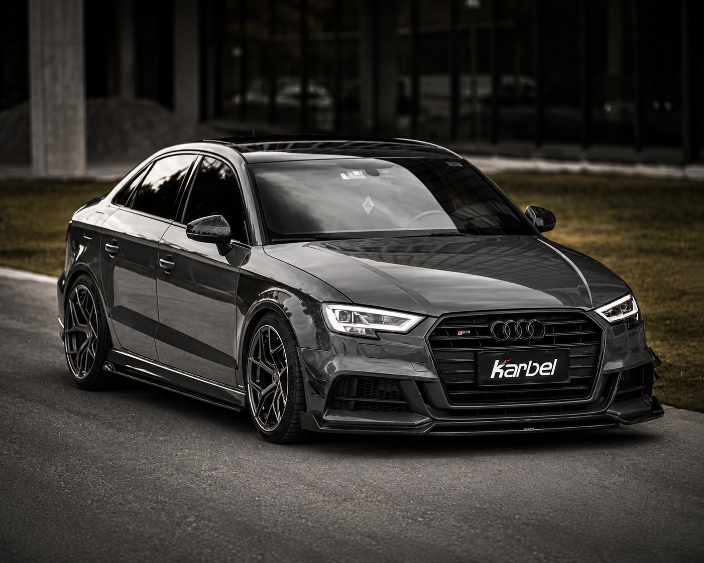 Karbel-Dry Carbon Mirror Caps for Audi RS3 S3 A3 8V.5 Without Blind Assist 2017-2020 Dry Pre-preg Carbon Fiber