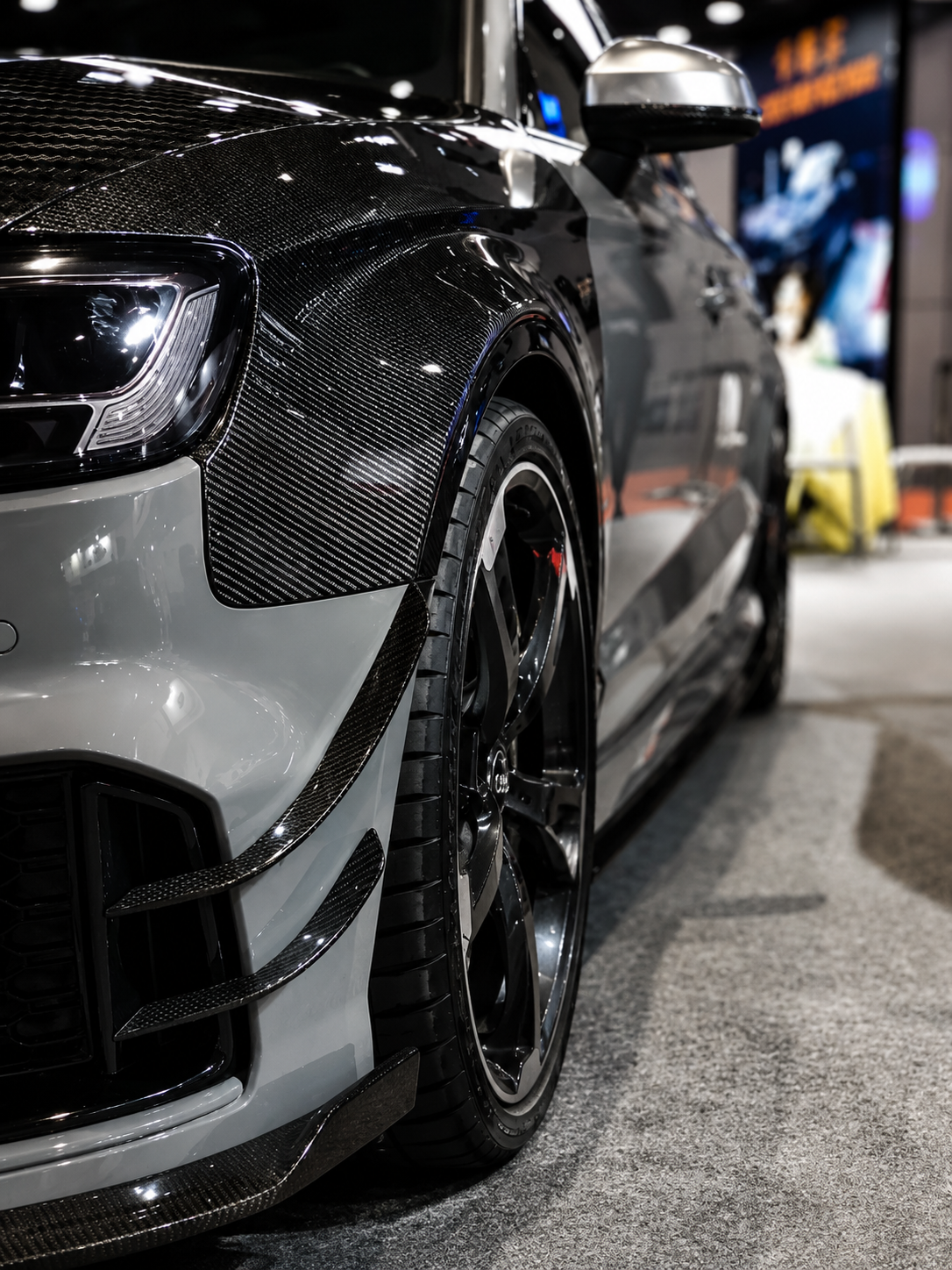 Karbel-Dry Carbon Front Bumper Canards for Audi RS3 2018-2020 Carbon Fiber