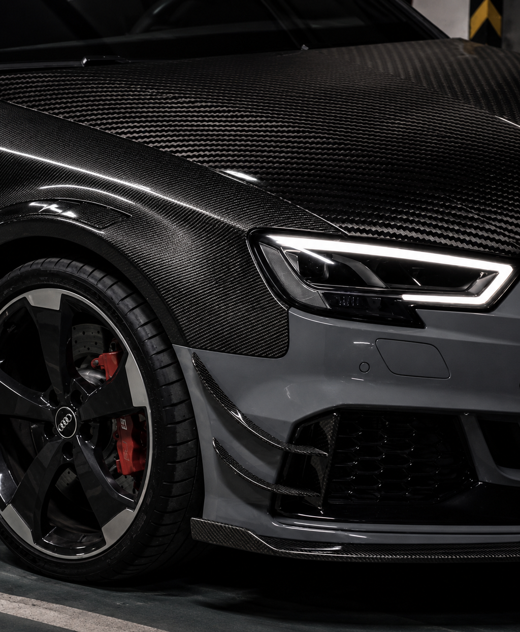 Karbel-Dry Carbon Front Bumper Canards for Audi RS3 2018-2020 Carbon Fiber