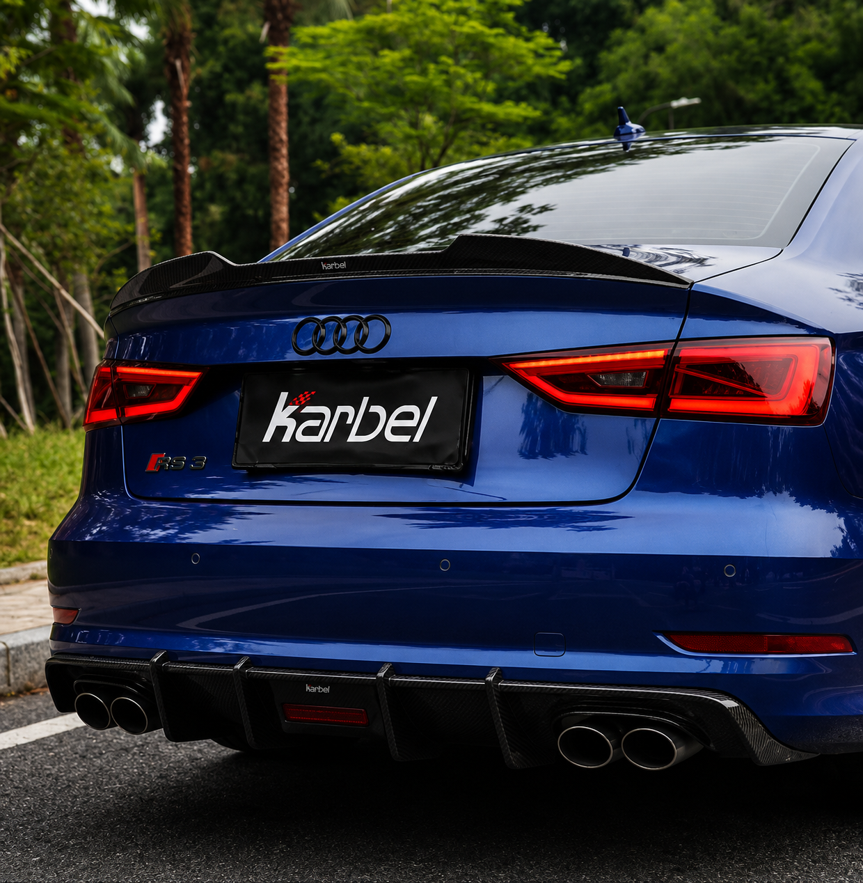 Karbel-Dry CarbonRear Spoiler for Audi RS3 S3 A3 8V/8V.5 Sedan Pre-preg Carbon Fiber