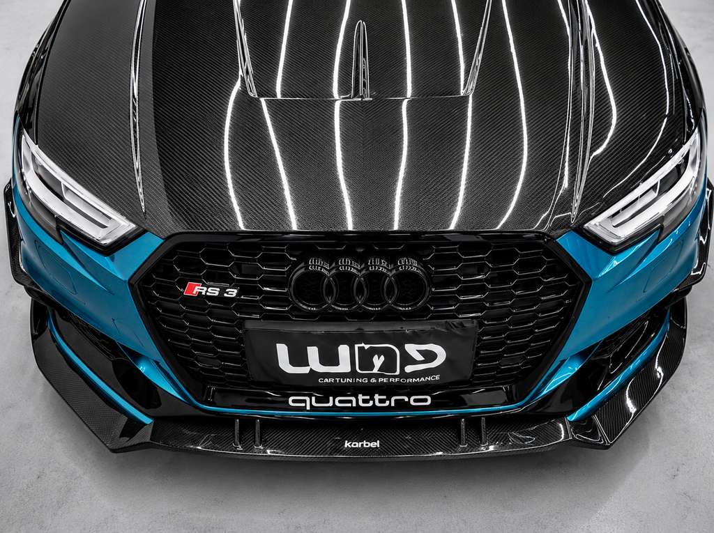 Karbel- Dry Carbon Pre-preg Carbon Fiber V2 Double-sided Hood for Audi RS3 S3 A3 8V/8V.5