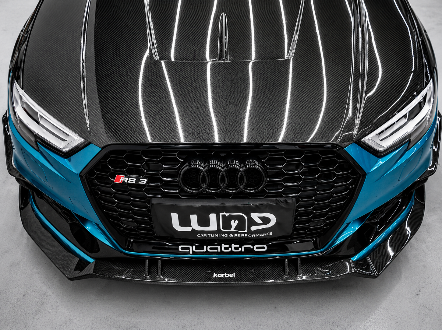 Karbel- Dry Carbon Pre-preg Carbon Fiber V2 Double-sided Hood for Audi RS3 S3 A3 8V/8V.5