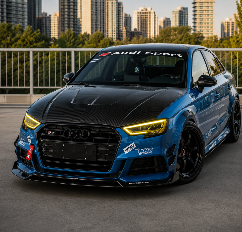 Karbel- Dry Carbon Pre-preg Carbon Fiber V2 Double-sided Hood for Audi RS3 S3 A3 8V/8V.5