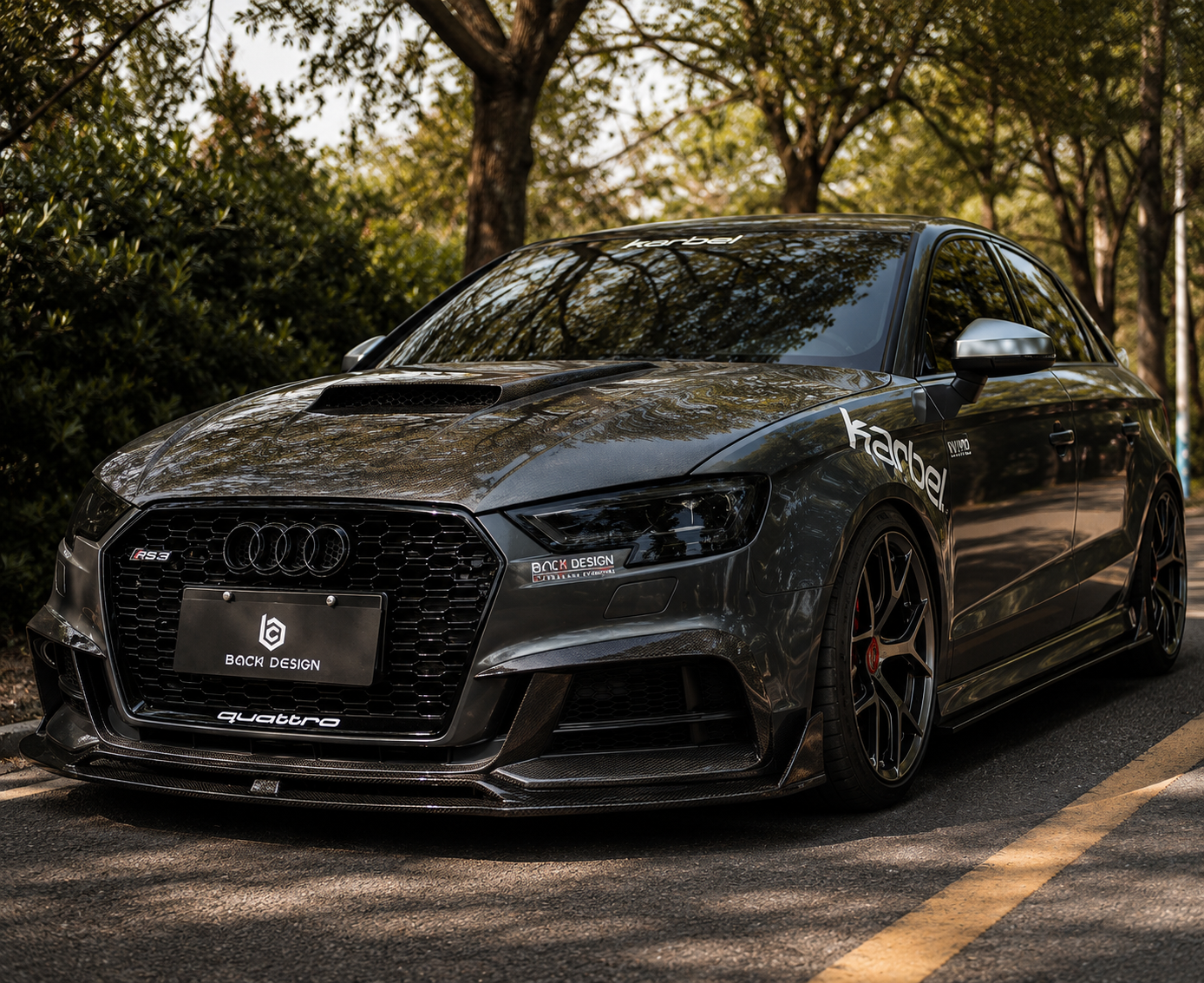 Karbel-Dry Carbon Pre-preg Carbon Fiber V1 Double-sided Hood for Audi RS3 S3 A3 8V/8V.5