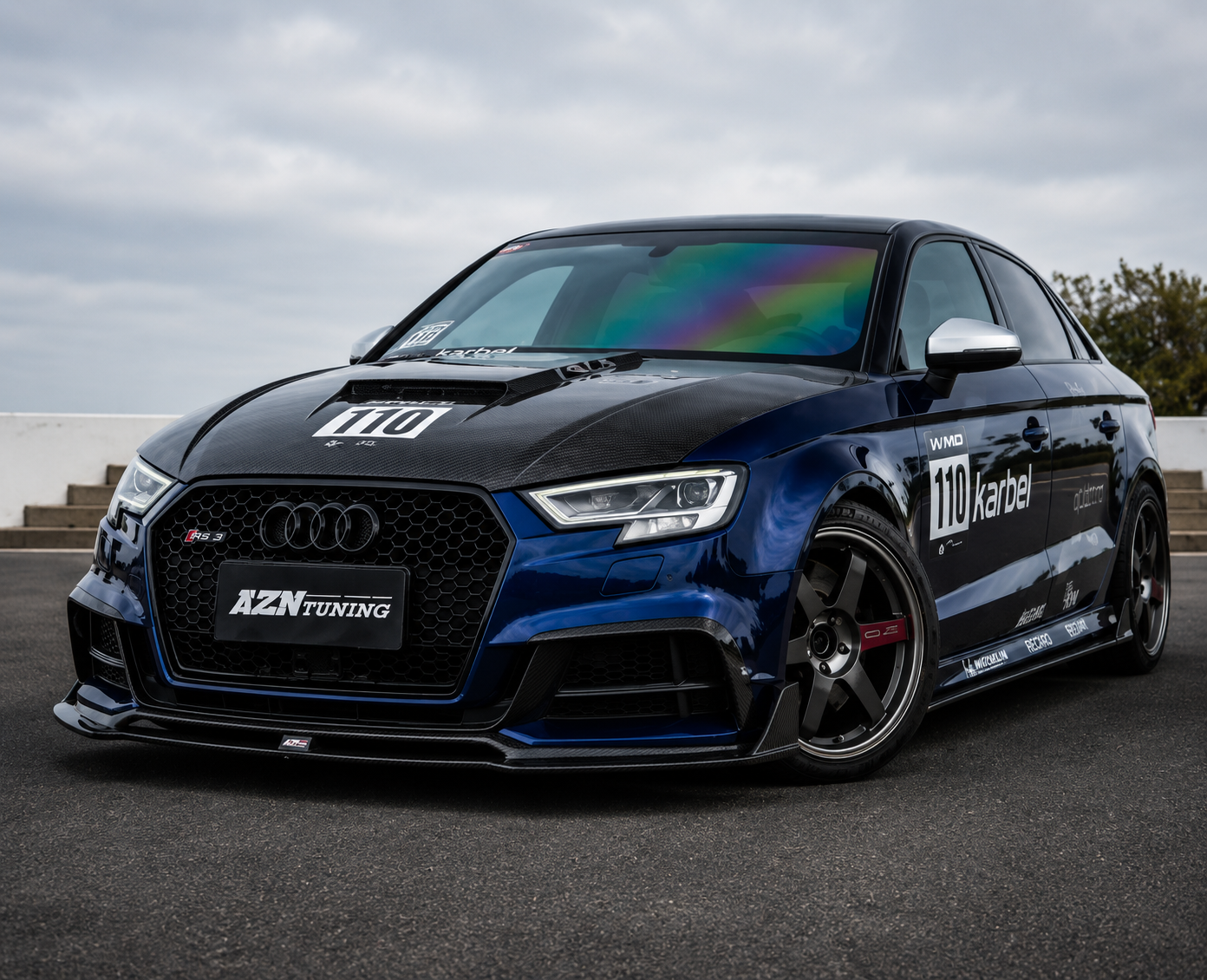 Karbel-Dry Carbon Pre-preg Carbon Fiber V1 Double-sided Hood for Audi RS3 S3 A3 8V/8V.5