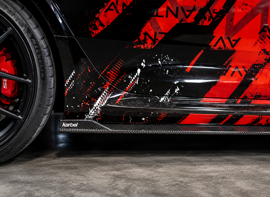 Karbel-Dry Carbon Side Skirts for Audi RS4 B9 / B9.5 2018-ON Pre-preg Carbon Fiber