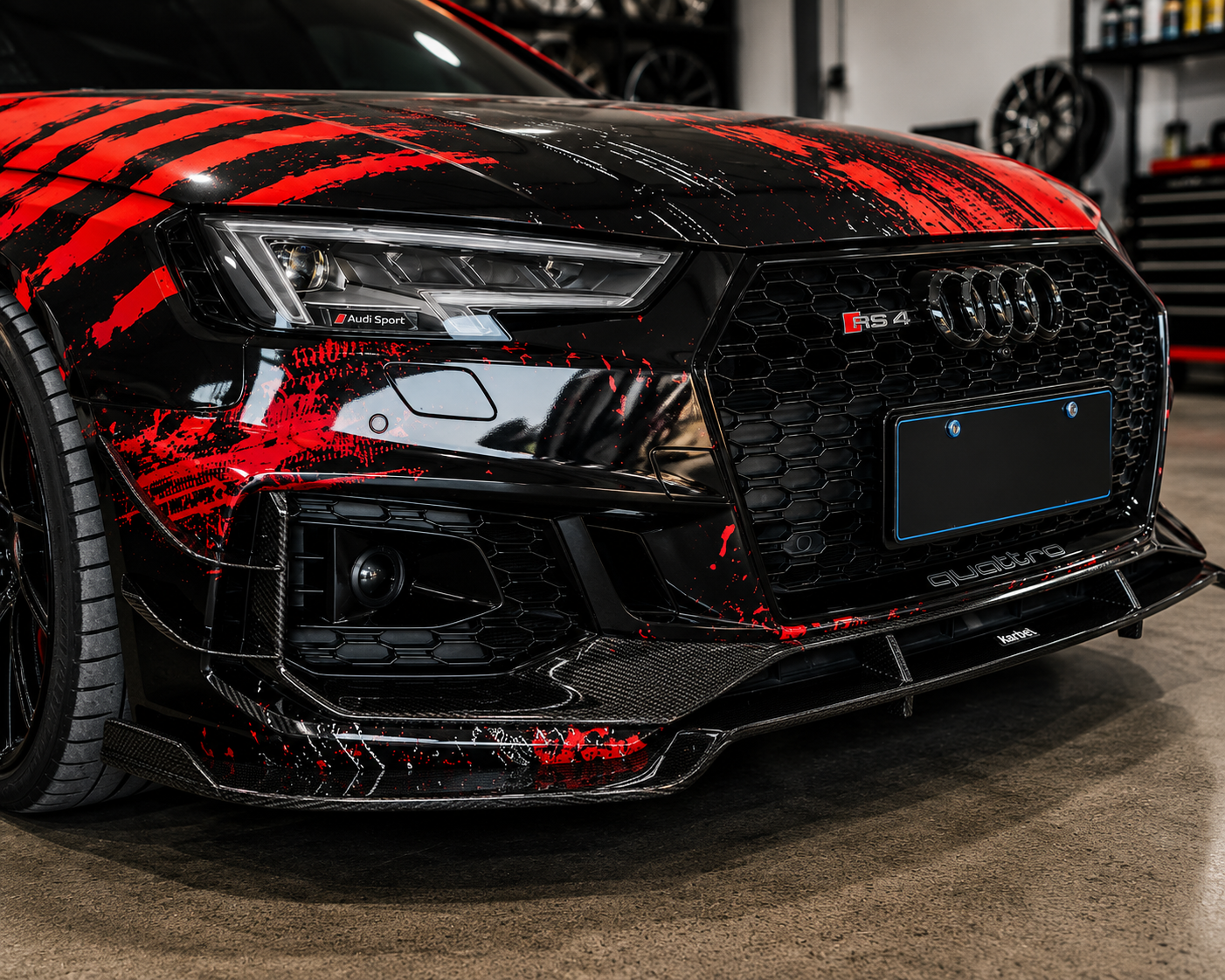 Karbel-Dry Carbon Front Canards for Audi RS4 B9 / B9.5 Pre-preg Carbon Fiber
