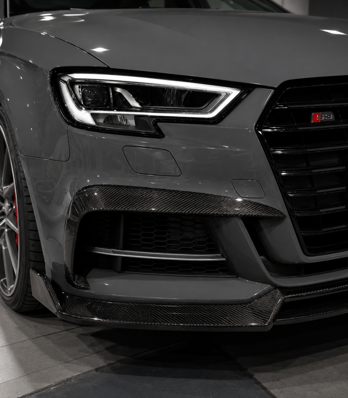 Karbel-Dry Carbon Upper Valences for Audi S3 A3 S-bumper 8.5V Hatchback 2017-2020 Carbon Fiber