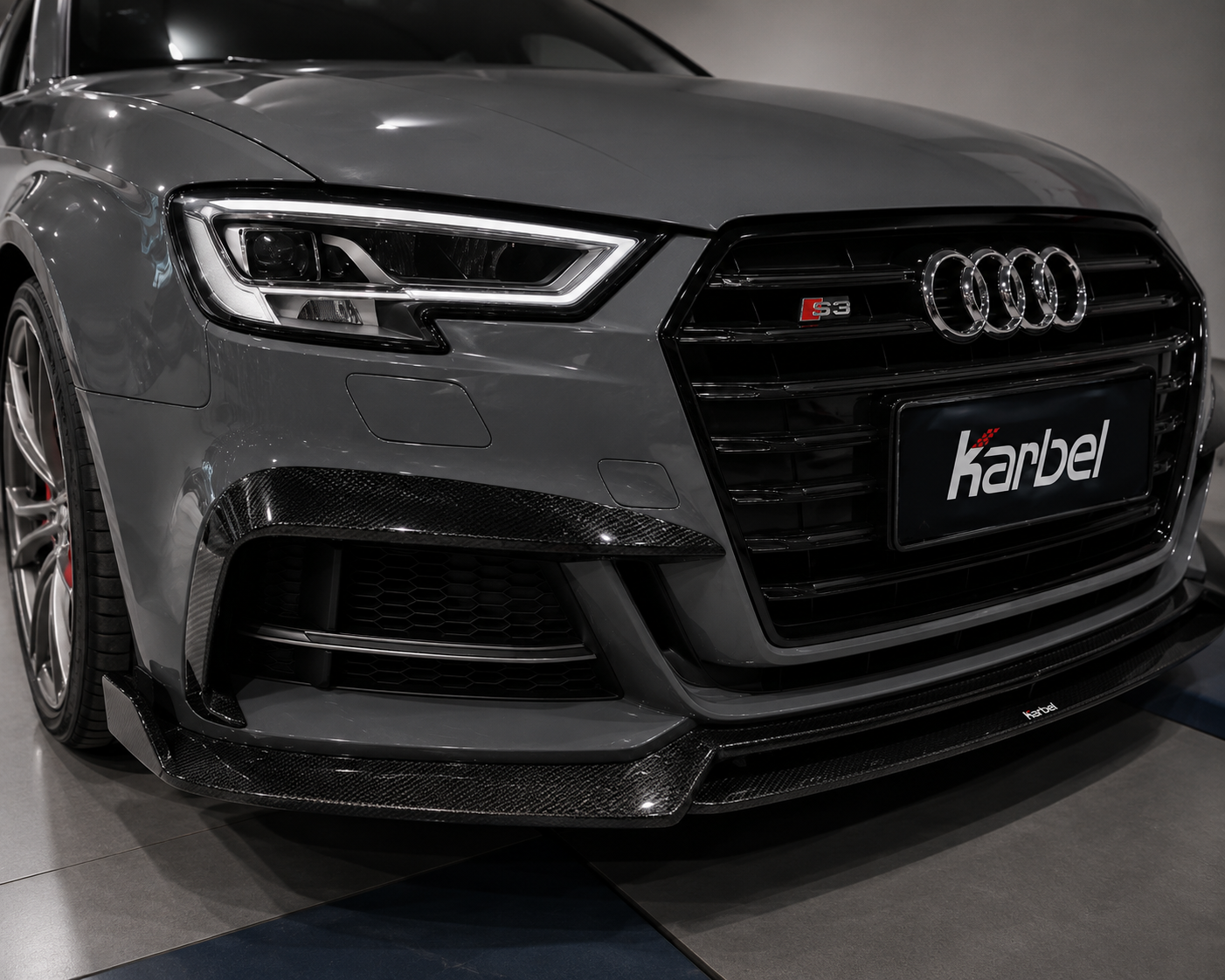 Karbel-Dry Carbon Upper Valences for Audi S3 A3 S-bumper 8.5V Hatchback 2017-2020 Pre-preg Carbon Fiber