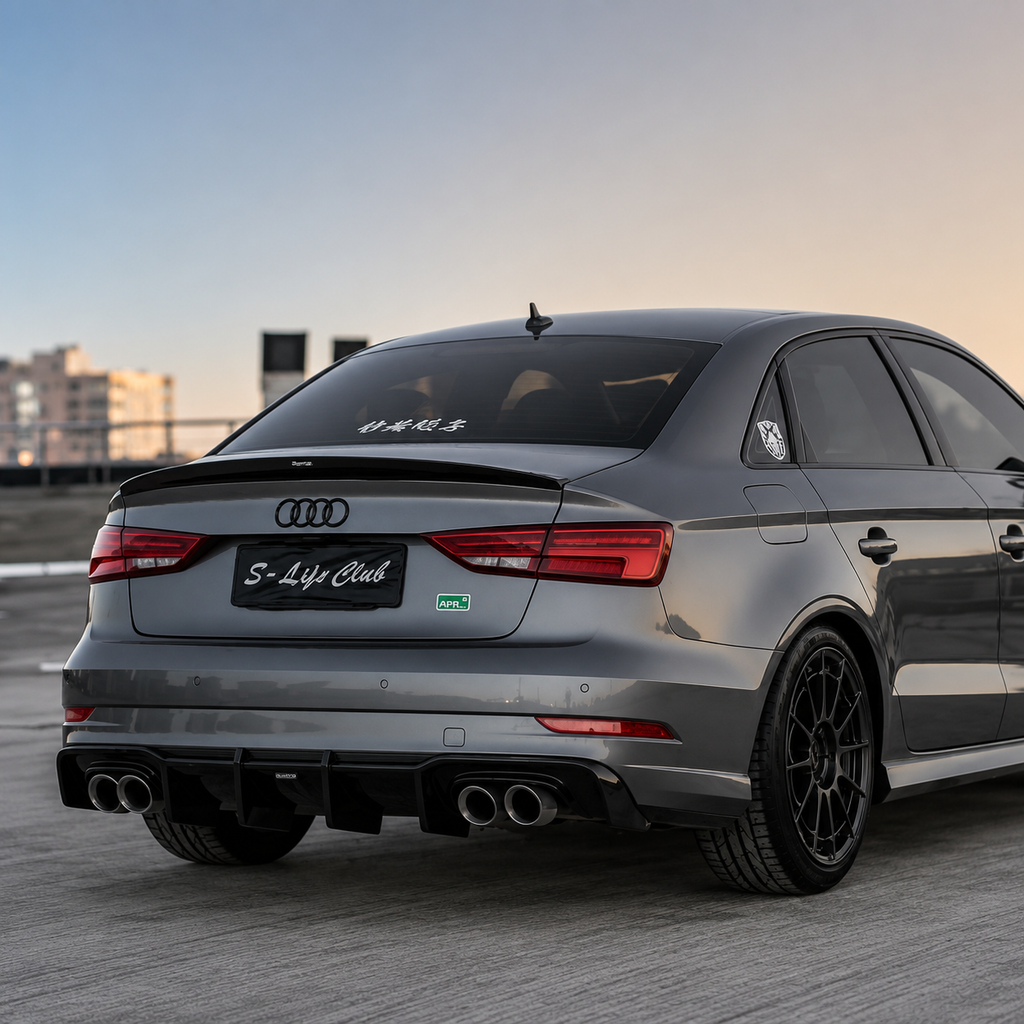 Karbel-Dry Carbon V1 Without LED Light Rear Diffuser for Audi S3 A3 S-line 8.5V 2017-2020 Sedan Carbon Fiber