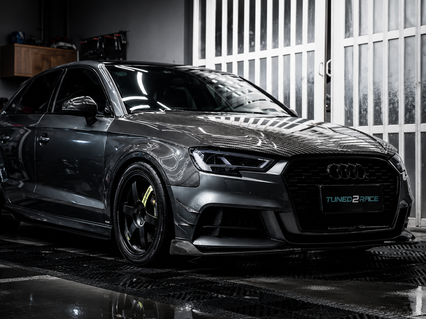 Karbel-Dry Carbon Front Bumper Canards for Audi A3 S Line & S3 8V.5 2017-2020 Sedan Pre-preg Carbon Fiber