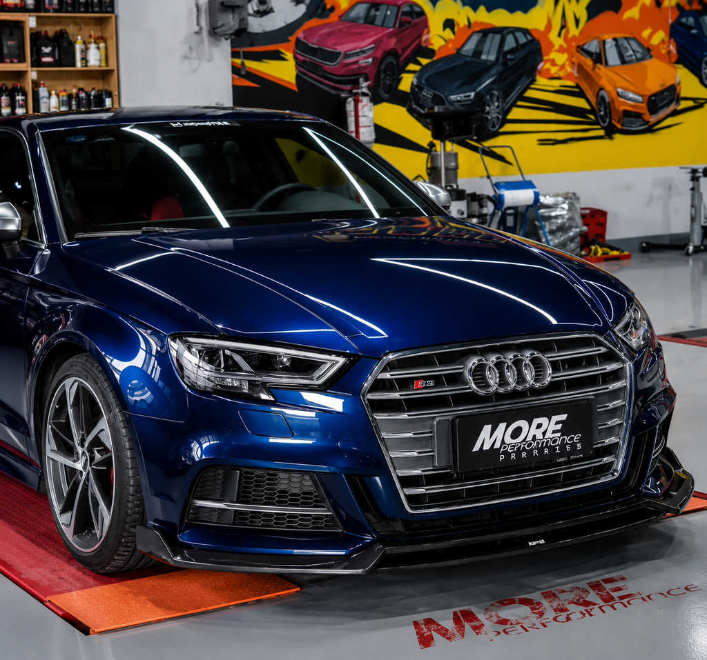 Karbel-Dry Carbon V2 Front Lip for Audi A3 S Line & S3 Sedan Carbon Fiber