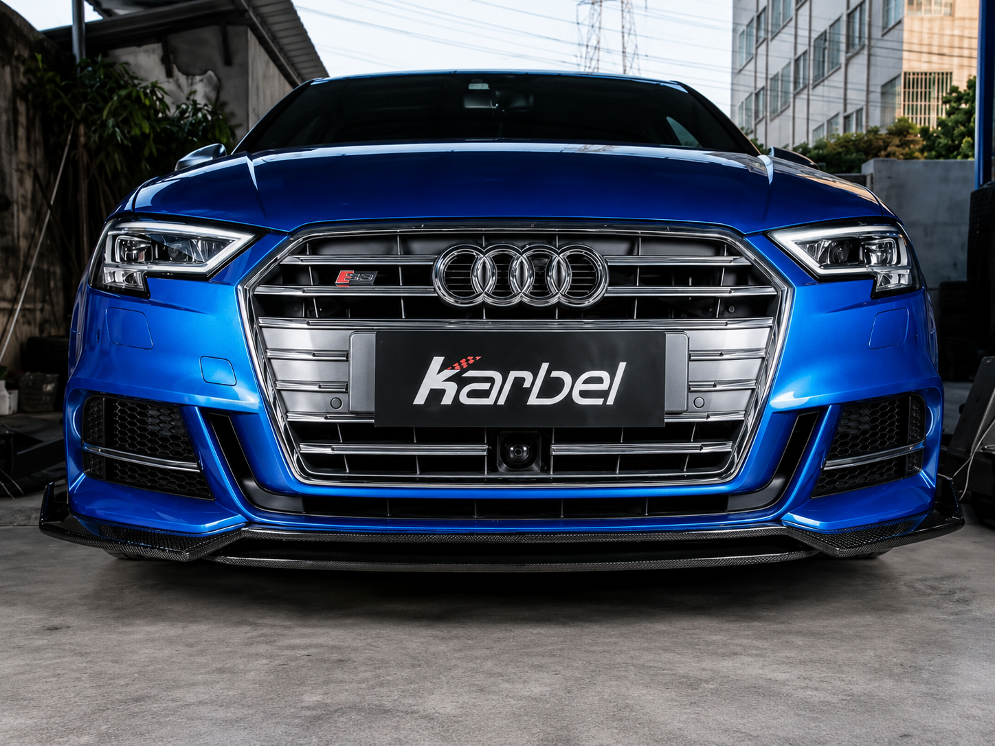 Karbel-Dry Carbon V2 Front Lip for Audi A3 S Line & S3 Sedan Carbon Fiber