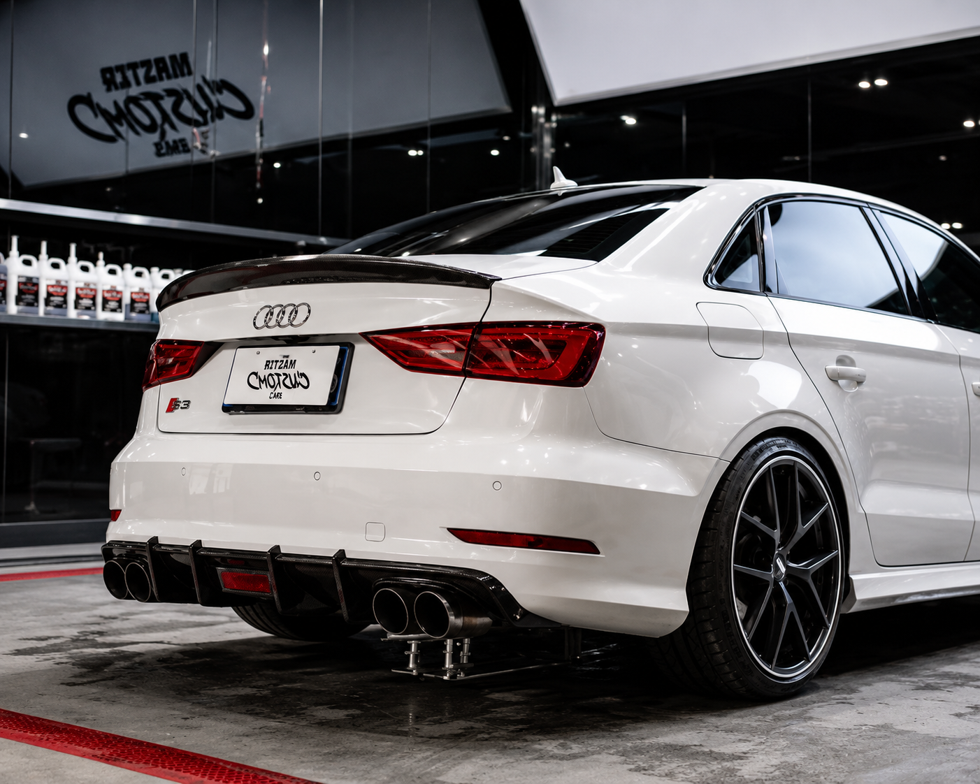 Karbel-Dry Carbon Rear Diffuser for Audi S3 A3 (with S bumper Only) 8V Sedan Carbon Fiber